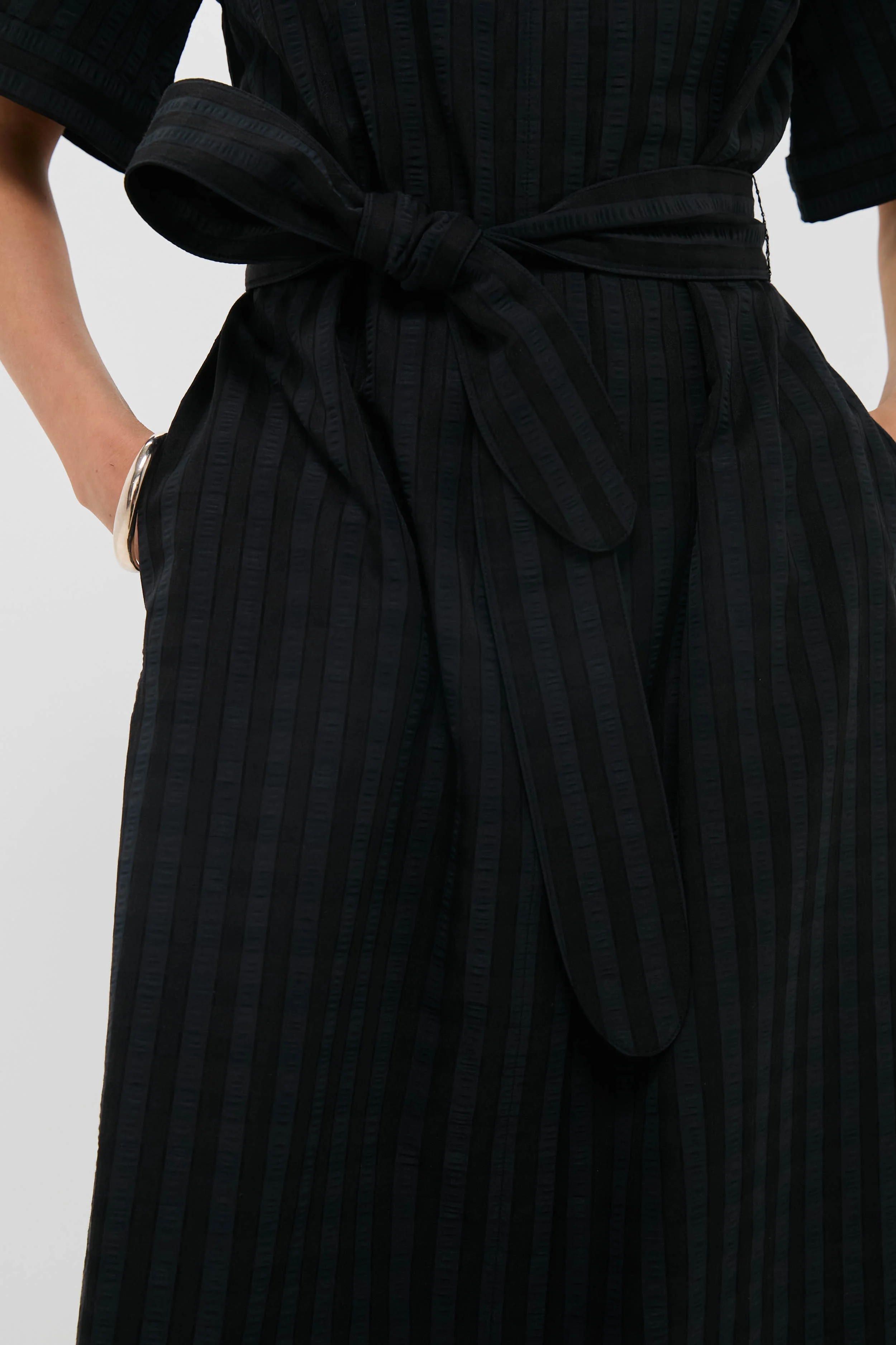 Black Windowpane Seersucker Zacara Dress - Image 5