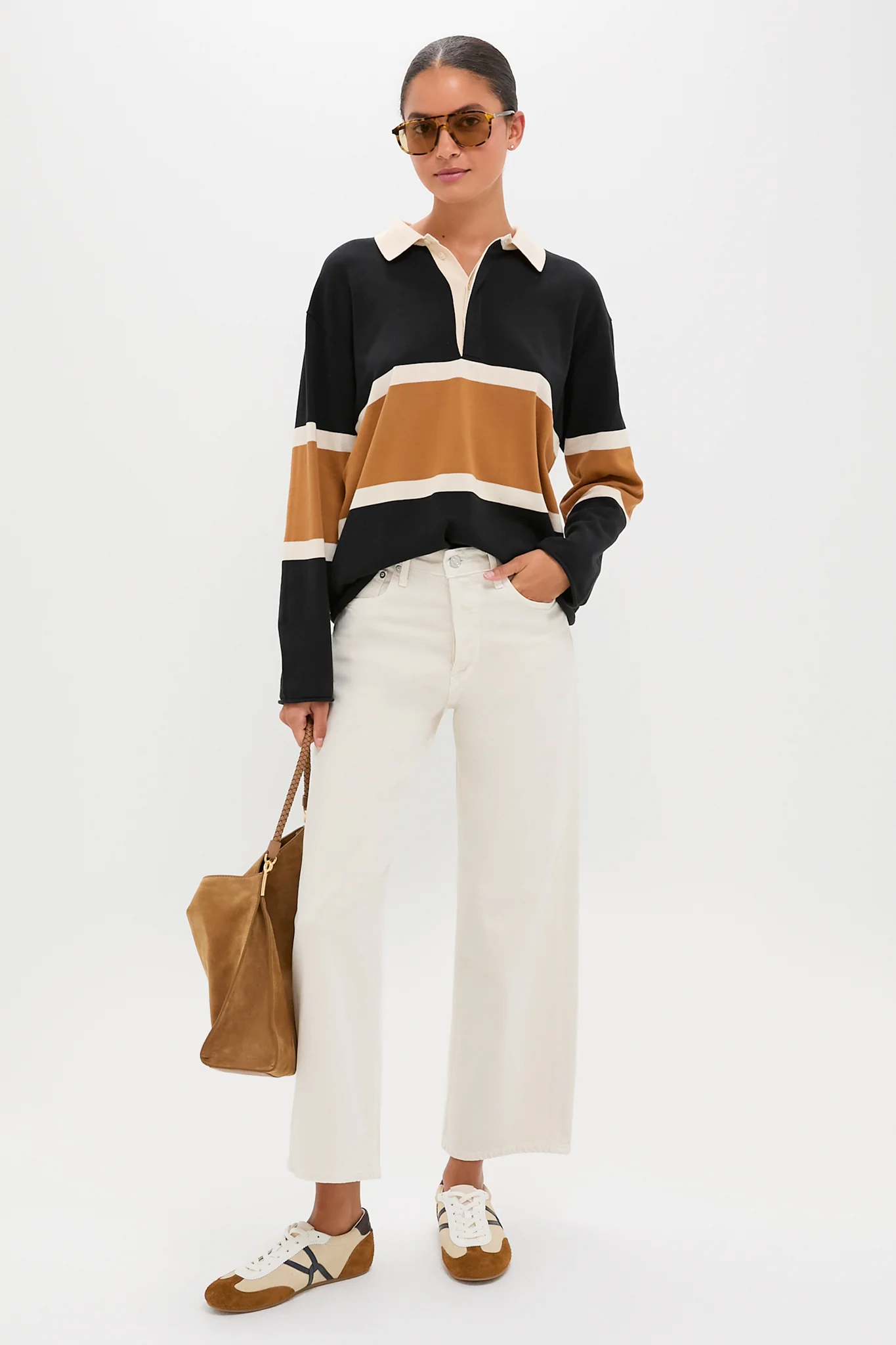 Black with Bronze Stripe Rugby Sweater - Image 2