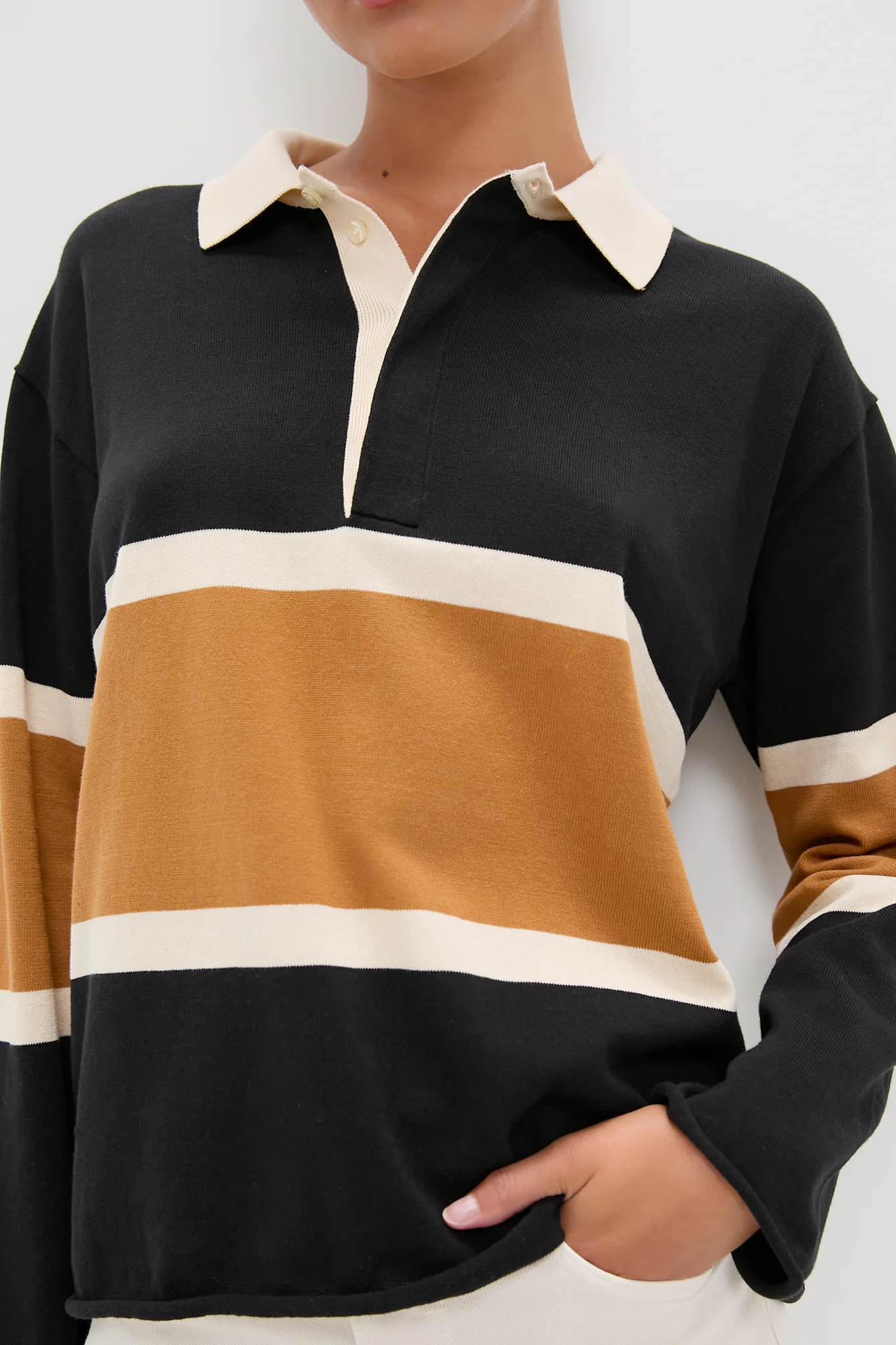 Black with Bronze Stripe Rugby Sweater - Image 5