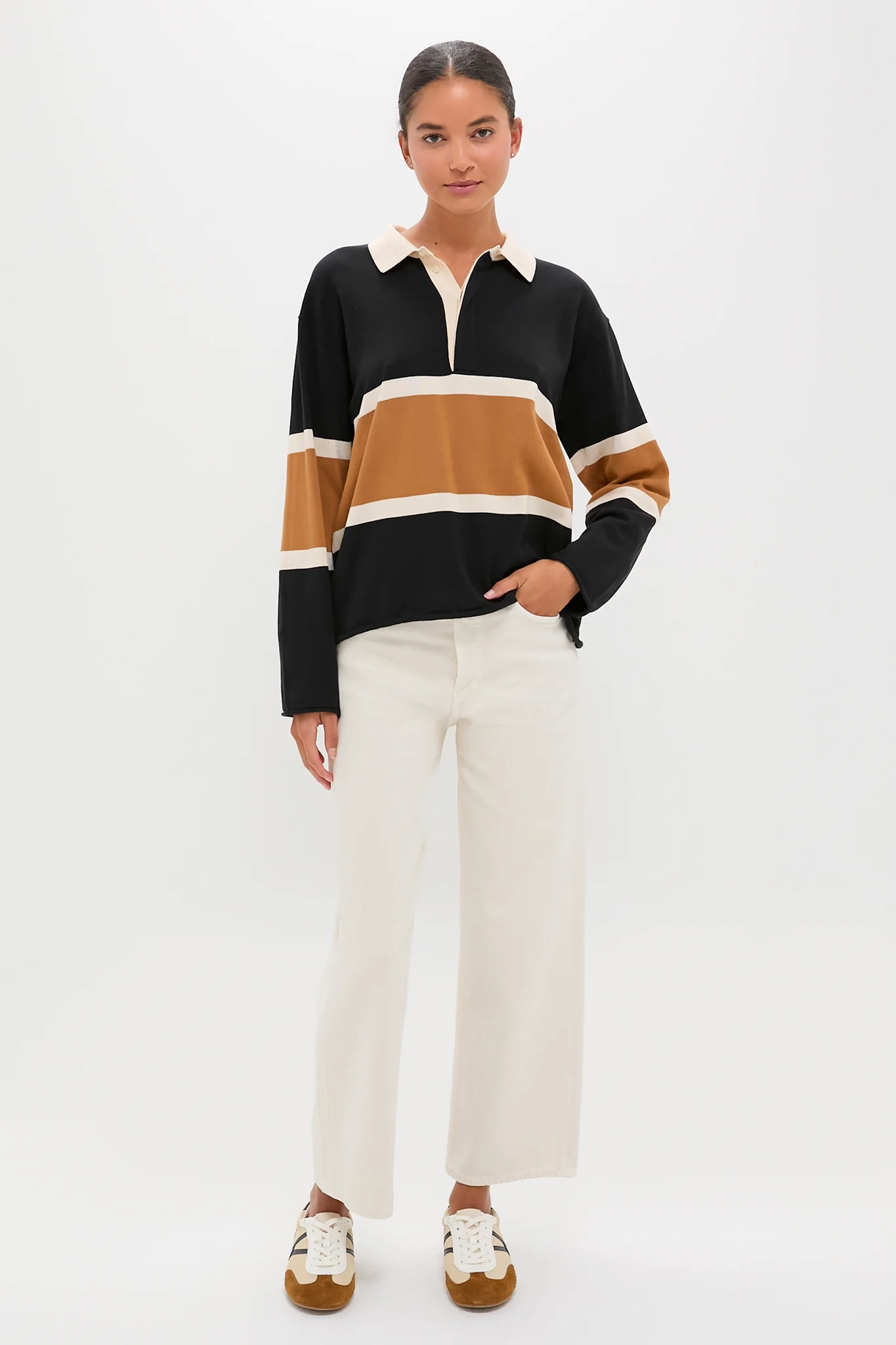 Black with Bronze Stripe Rugby Sweater - Image 6