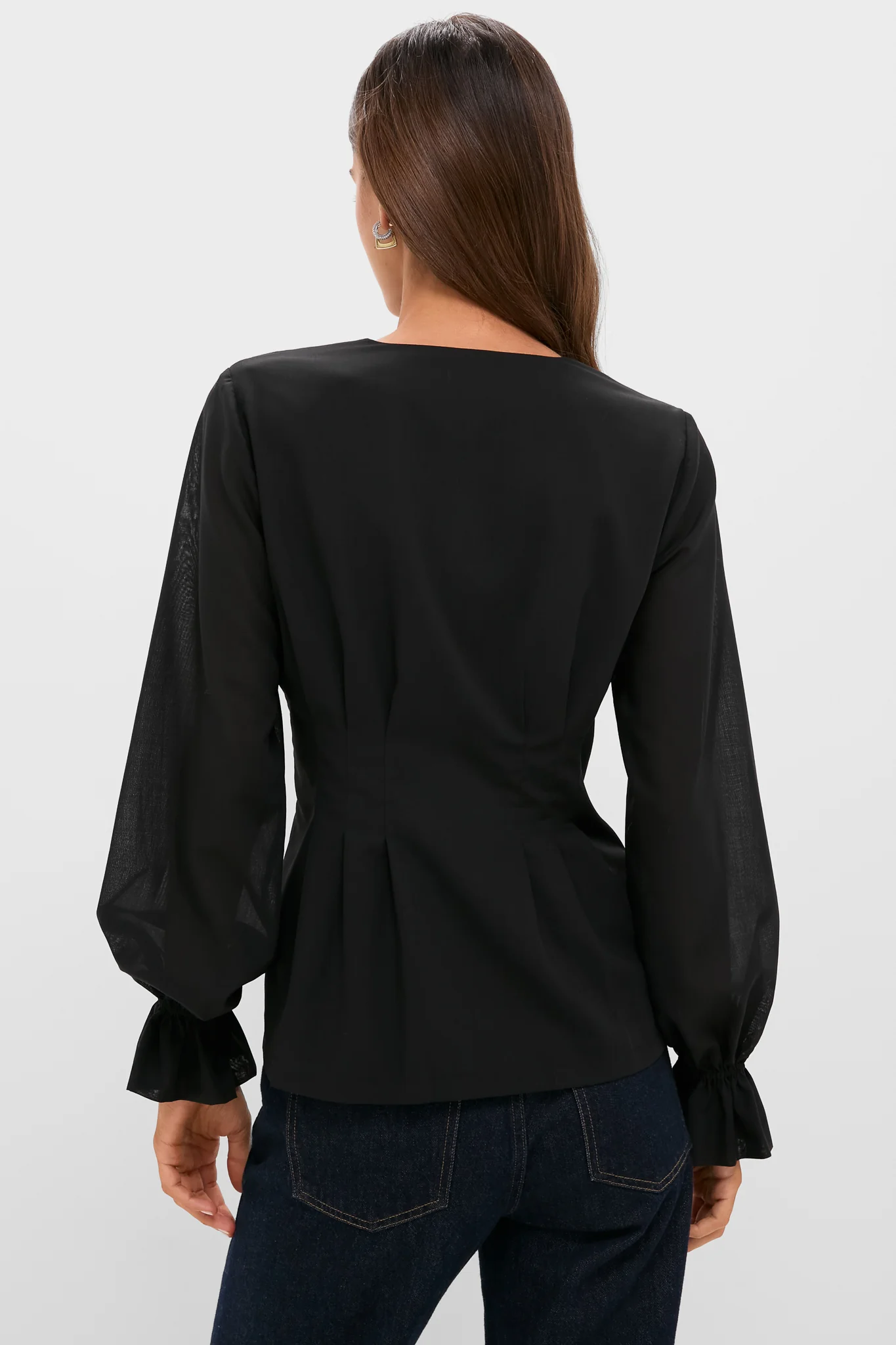 Black Wool Chiffon Madison Blouse - Image 4