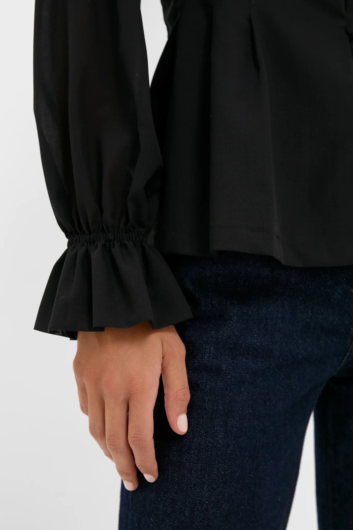 Black Wool Chiffon Madison Blouse - Image 5