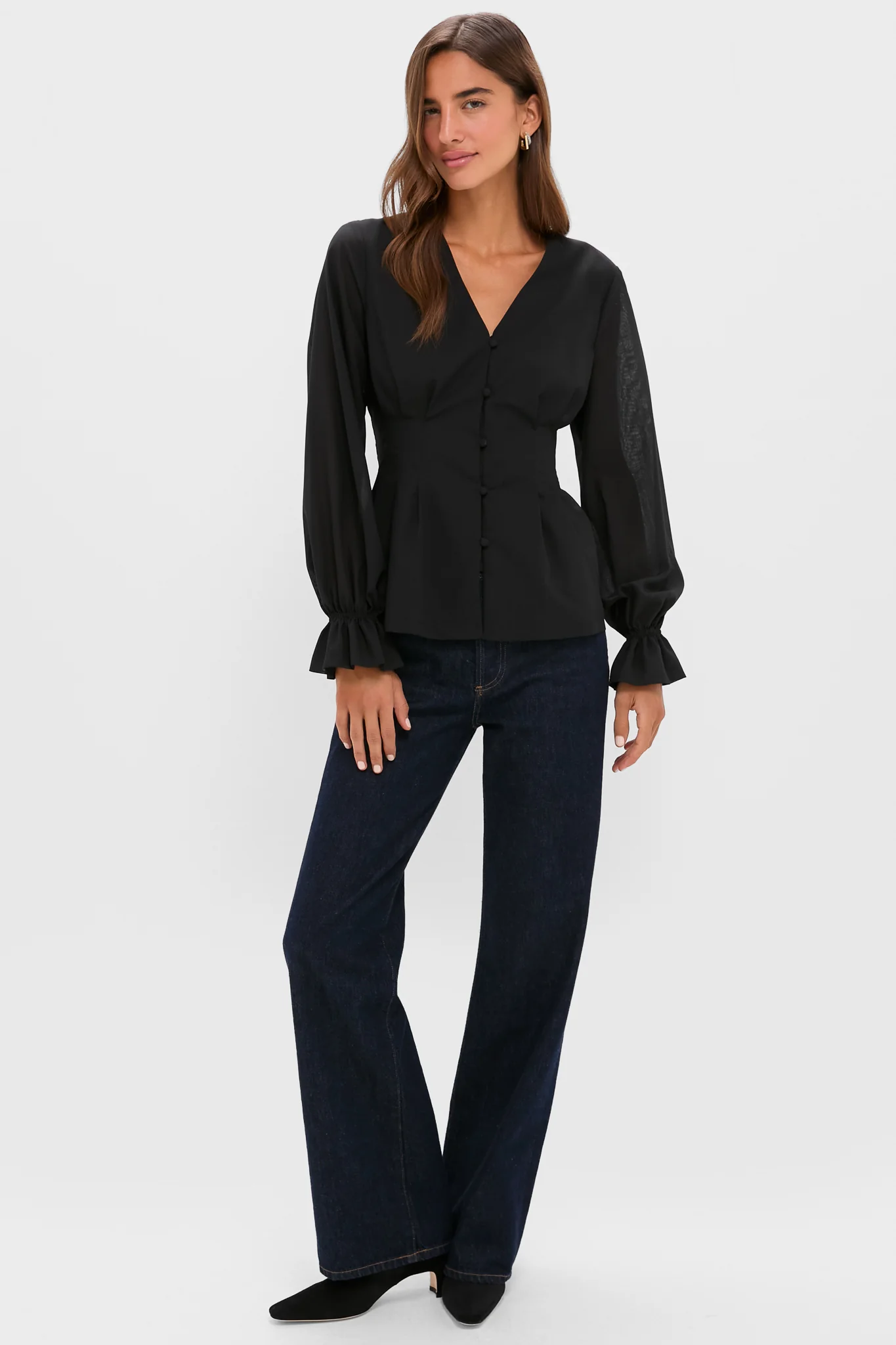 Black Wool Chiffon Madison Blouse - Image 6