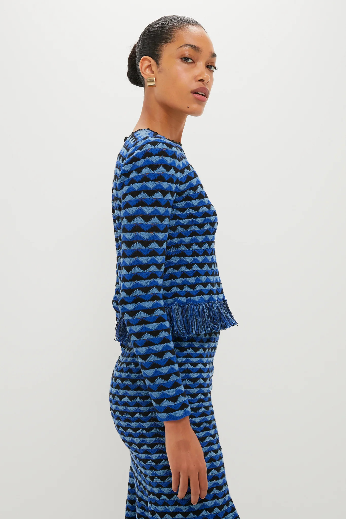 Blue and Black Profundo Long Sleeve Top - Image 3