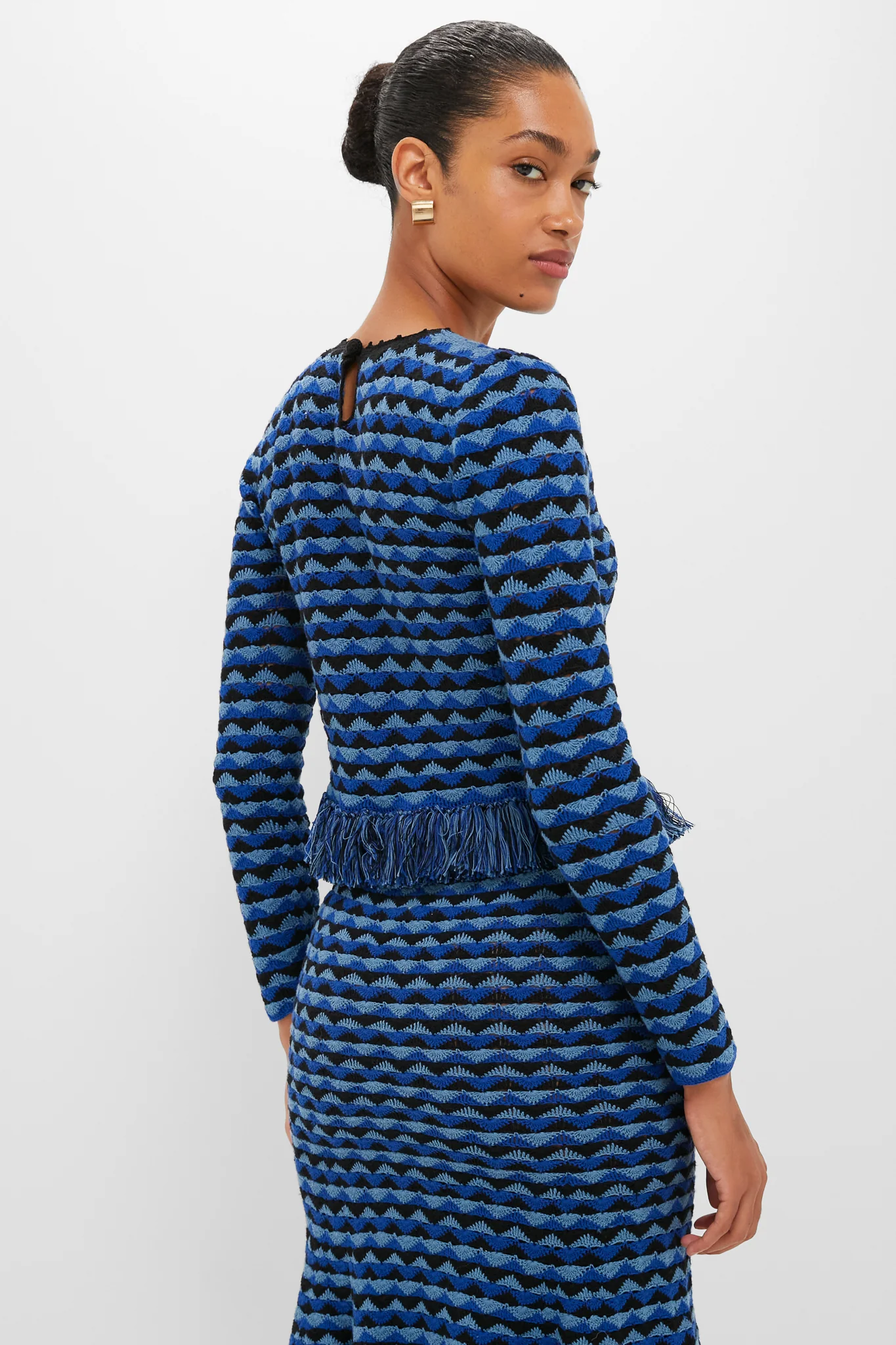 Blue and Black Profundo Long Sleeve Top - Image 4