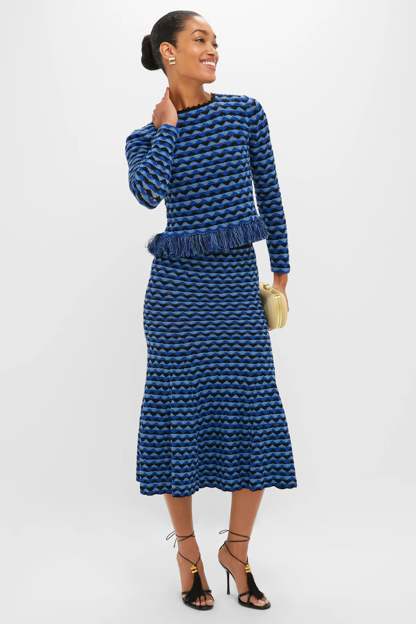 Blue and Black Profundo Midi Skirt - Image 2