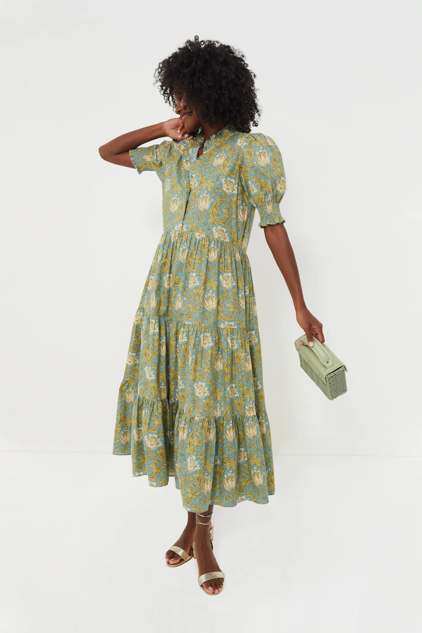 Blue and Green Leafy Floral Bennett Maxi Dress - Image 2