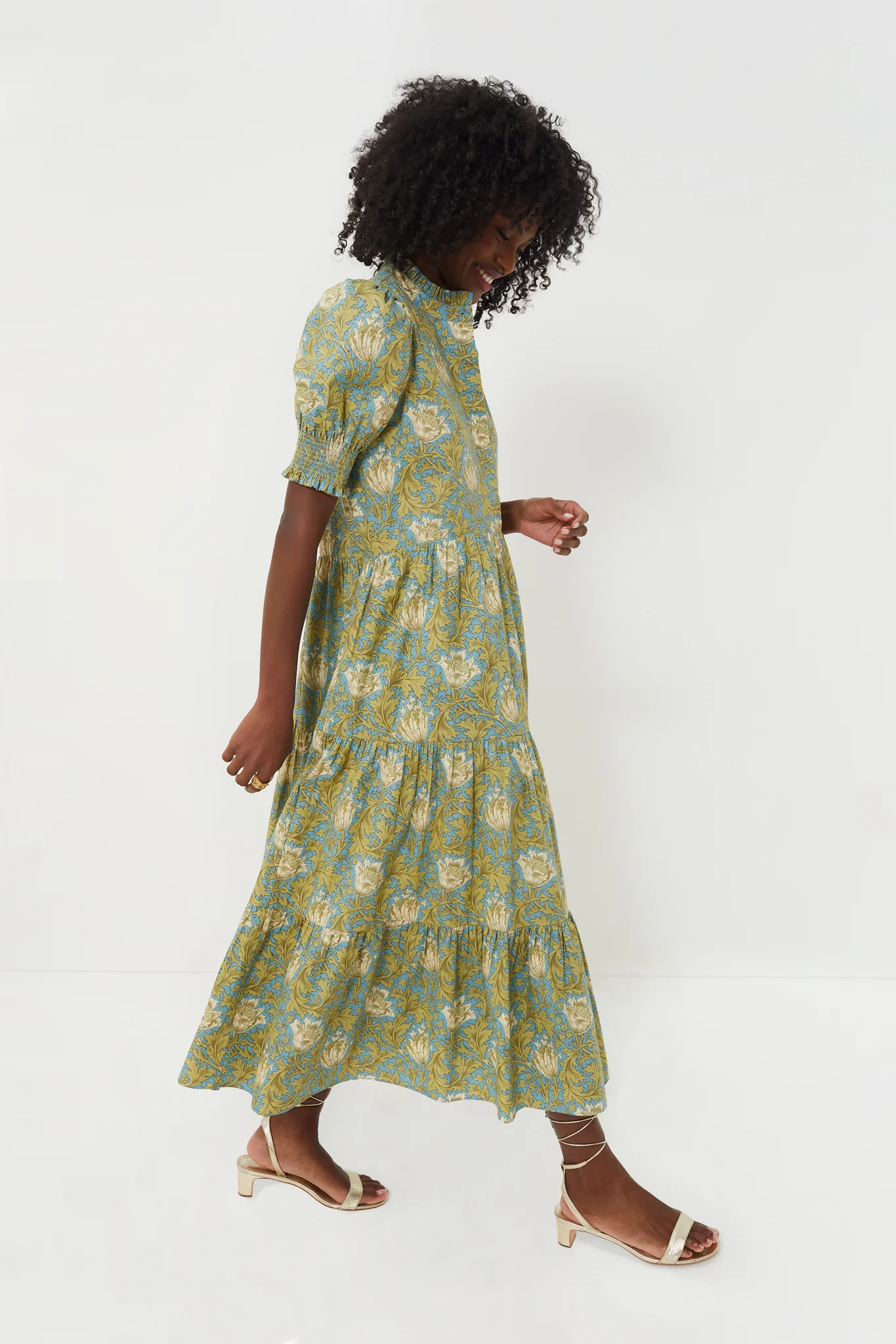 Blue and Green Leafy Floral Bennett Maxi Dress - Image 3