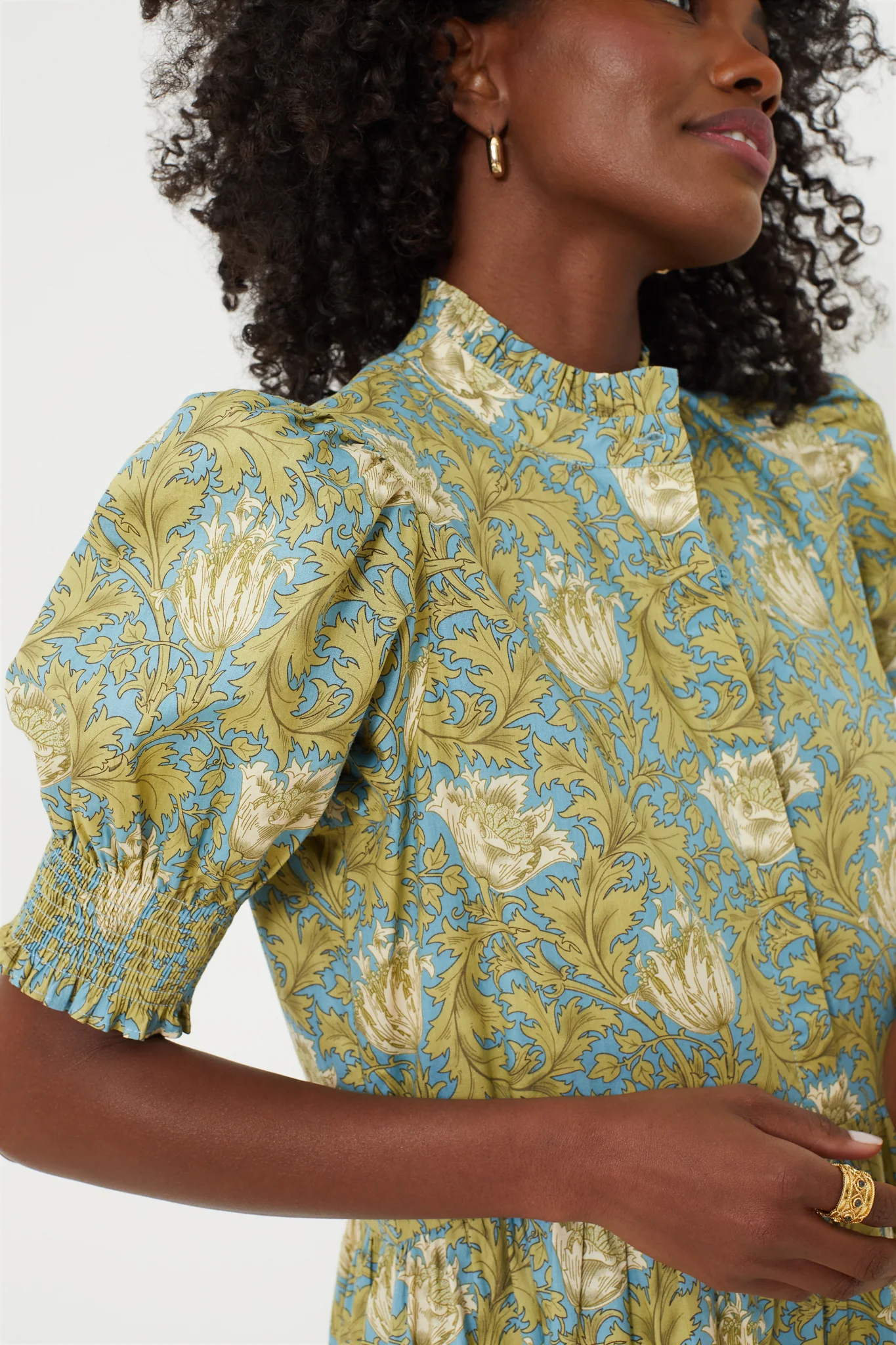Blue and Green Leafy Floral Bennett Maxi Dress - Image 5