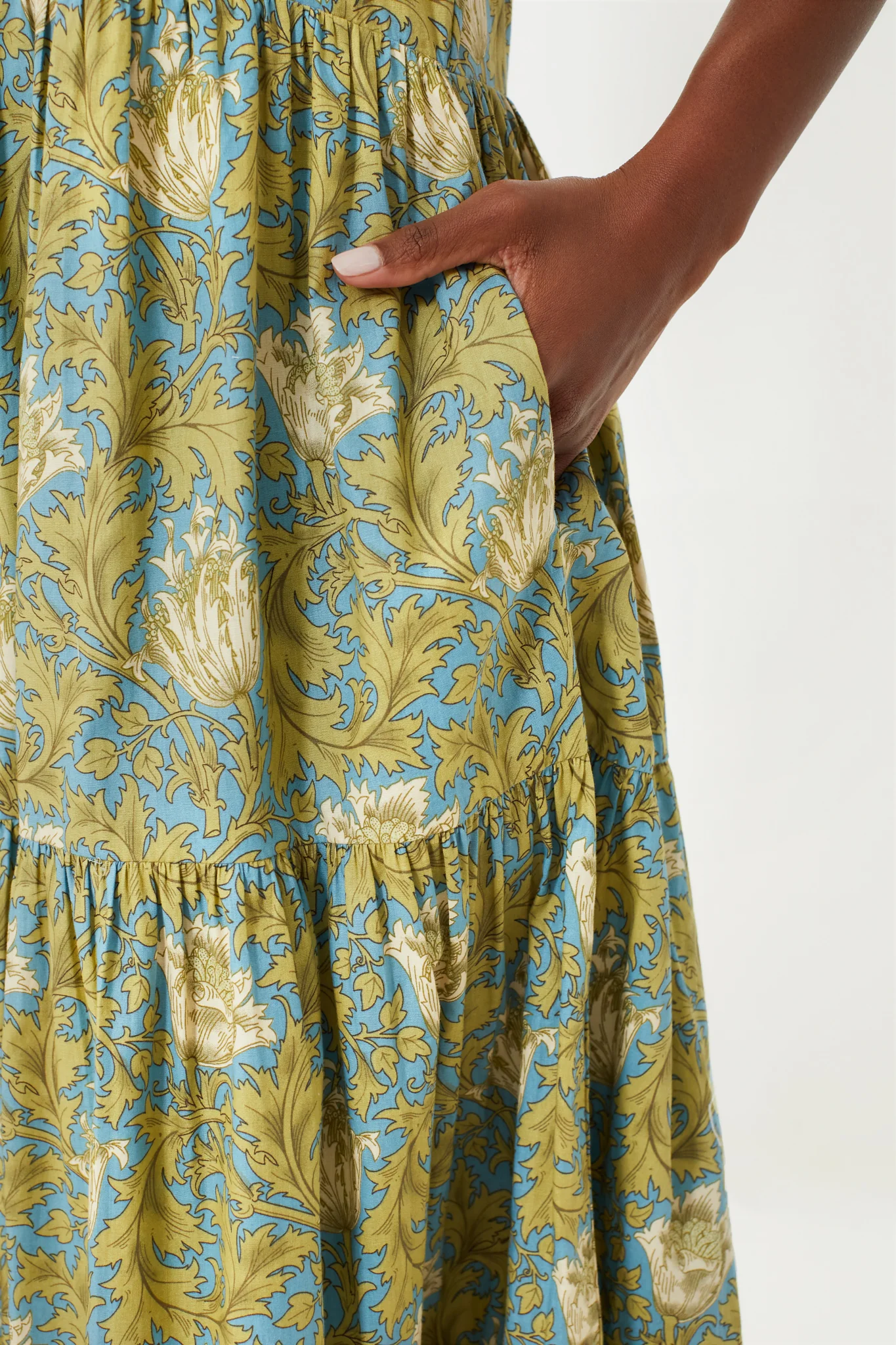 Blue and Green Leafy Floral Bennett Maxi Dress - Image 6