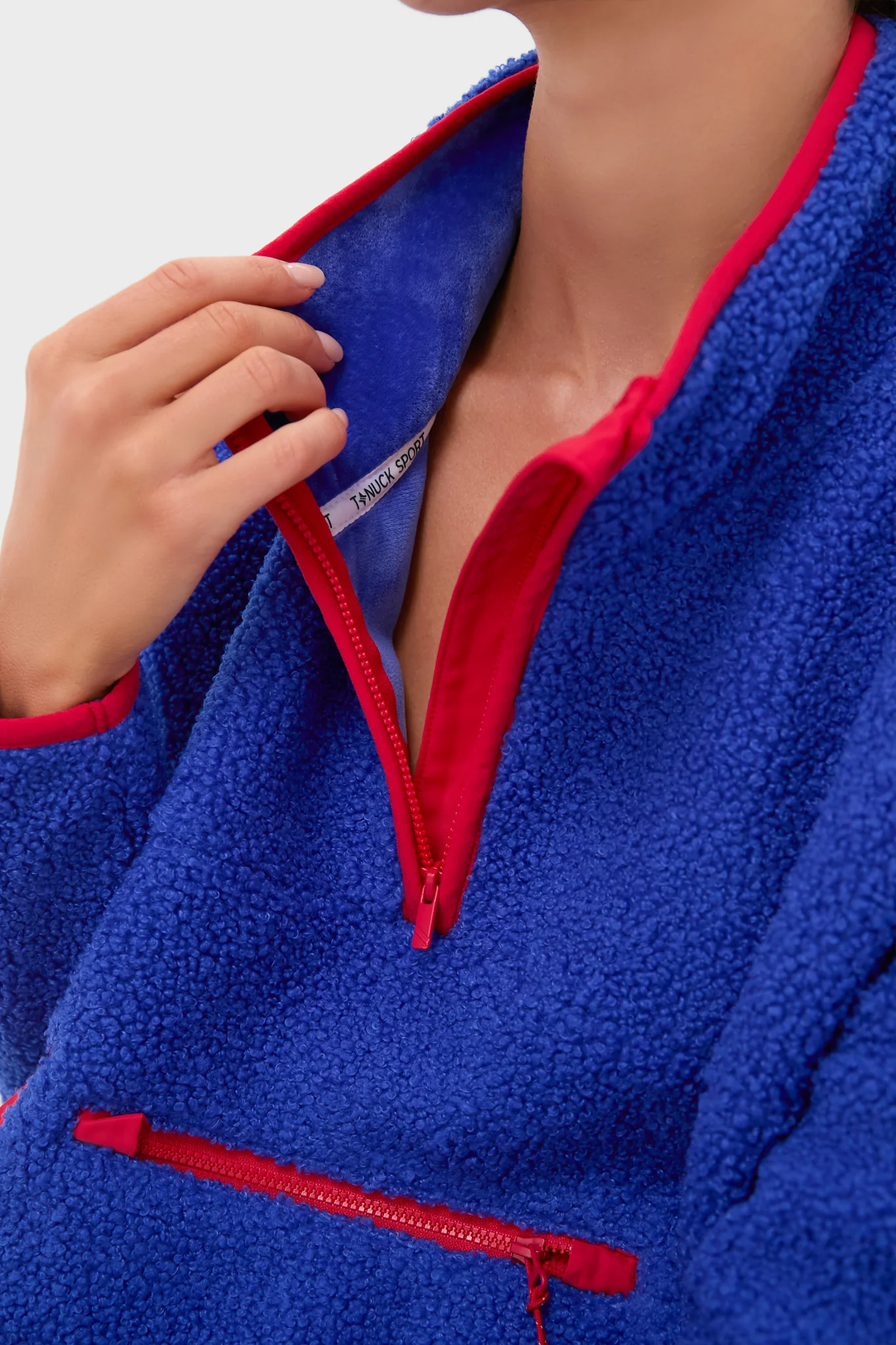 Blue and Red Fleece Cady Quarter Zip - Image 5