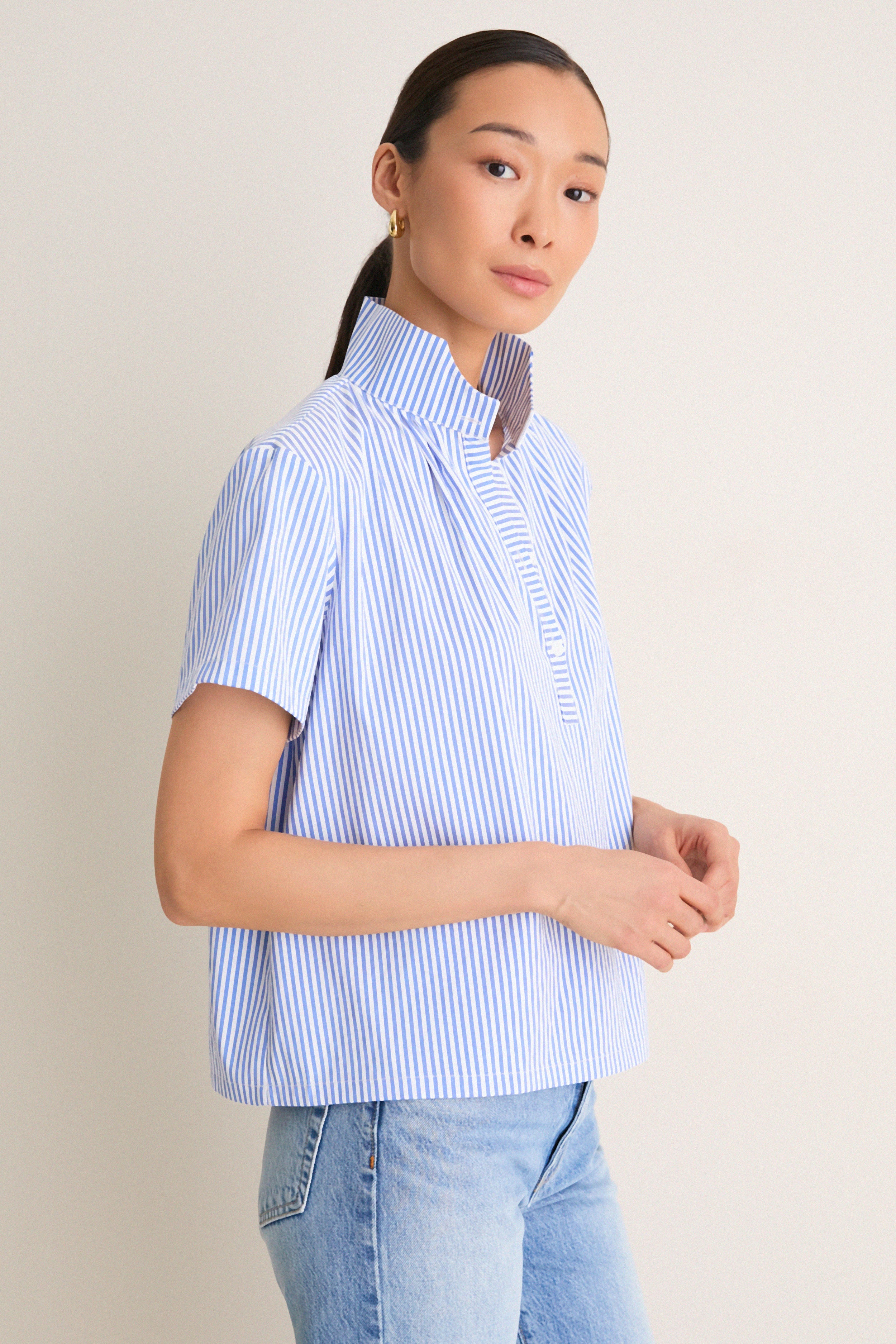 Blue and White Stripe Finn Popover - Image 3