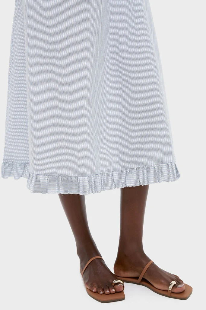 Blue and White Stripe Karine Midi Dress - Image 6