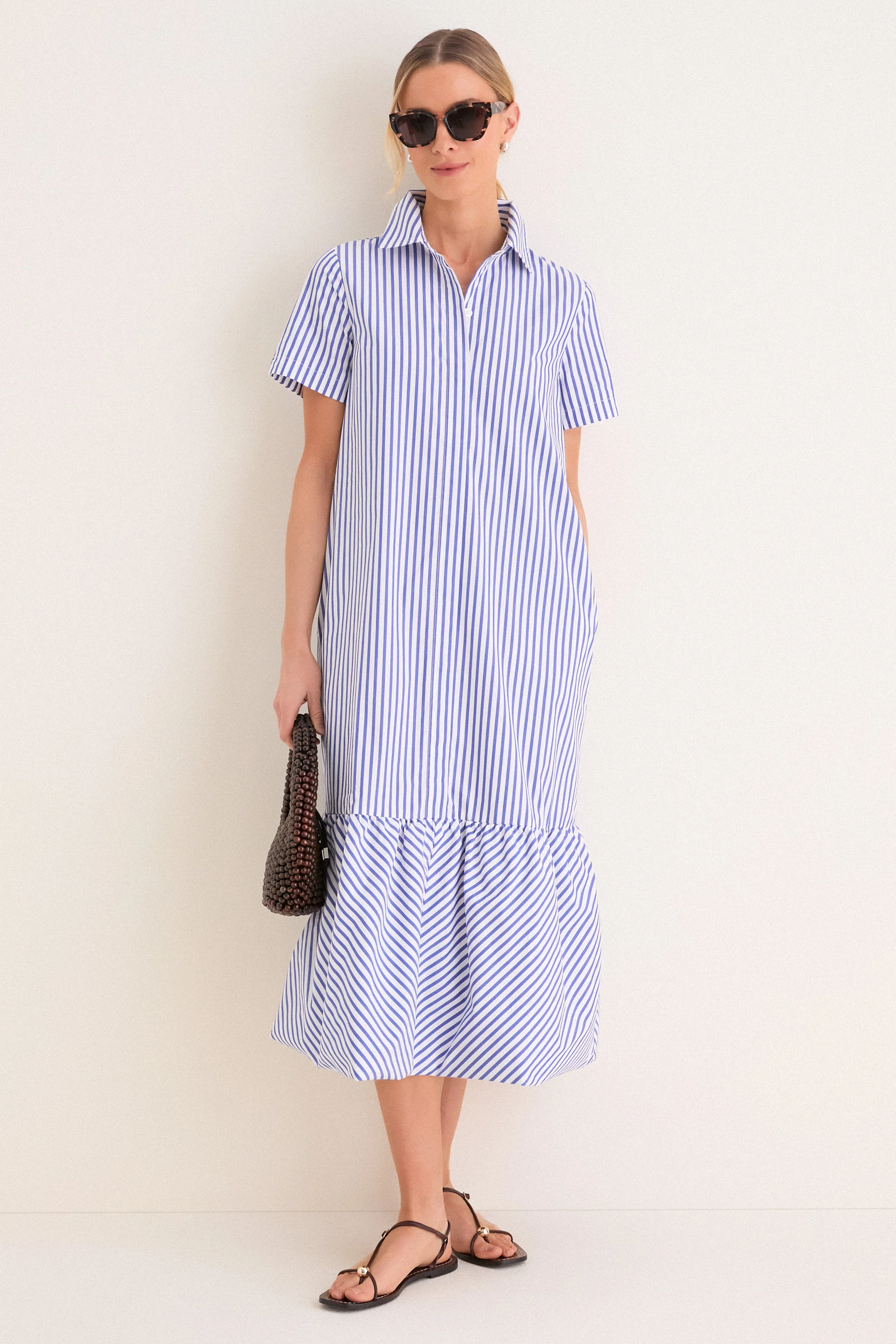 Blue and White Stripe Martine Bubble Maxi Dress - Image 2