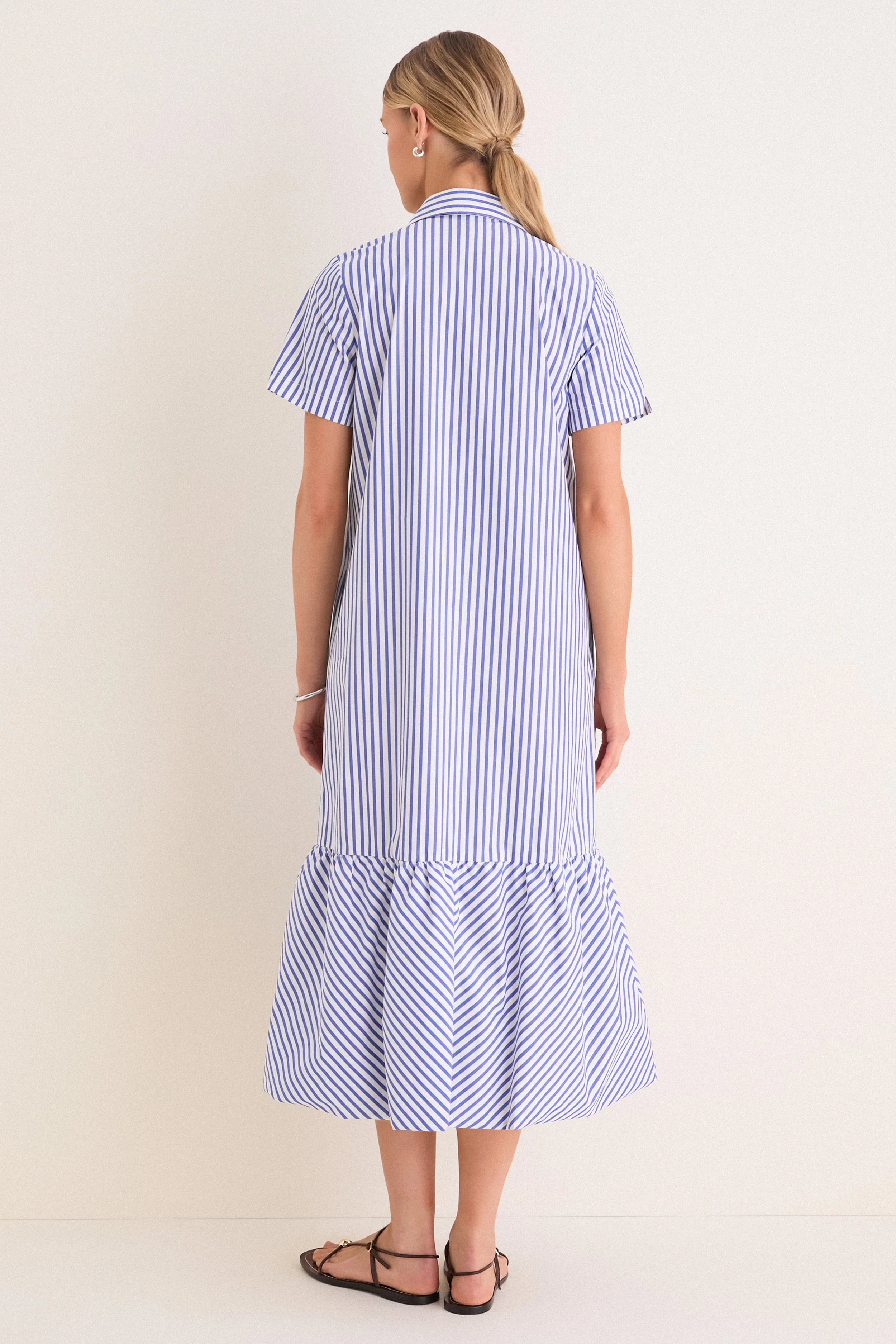 Blue and White Stripe Martine Bubble Maxi Dress - Image 4
