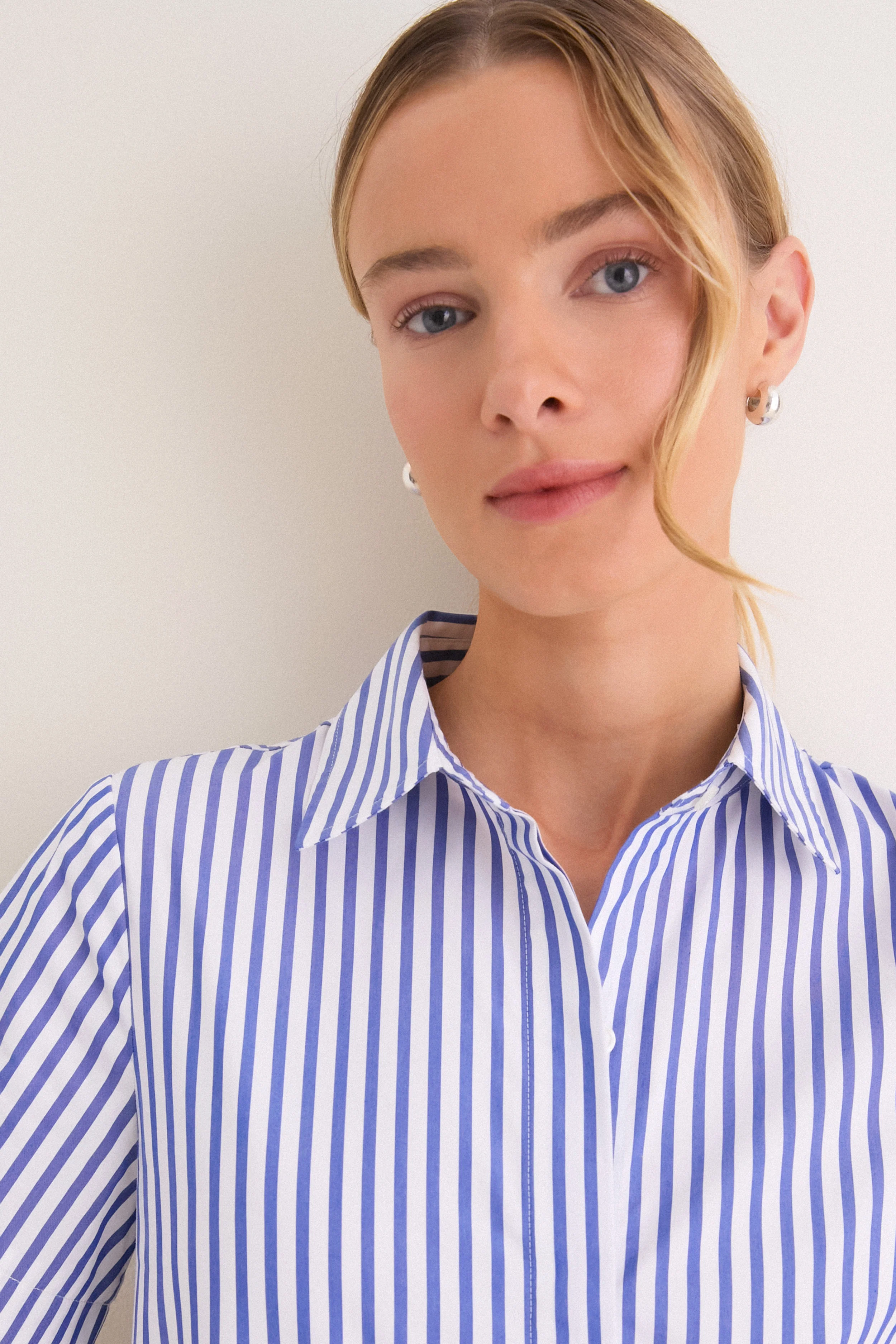 Blue and White Stripe Martine Bubble Maxi Dress - Image 6