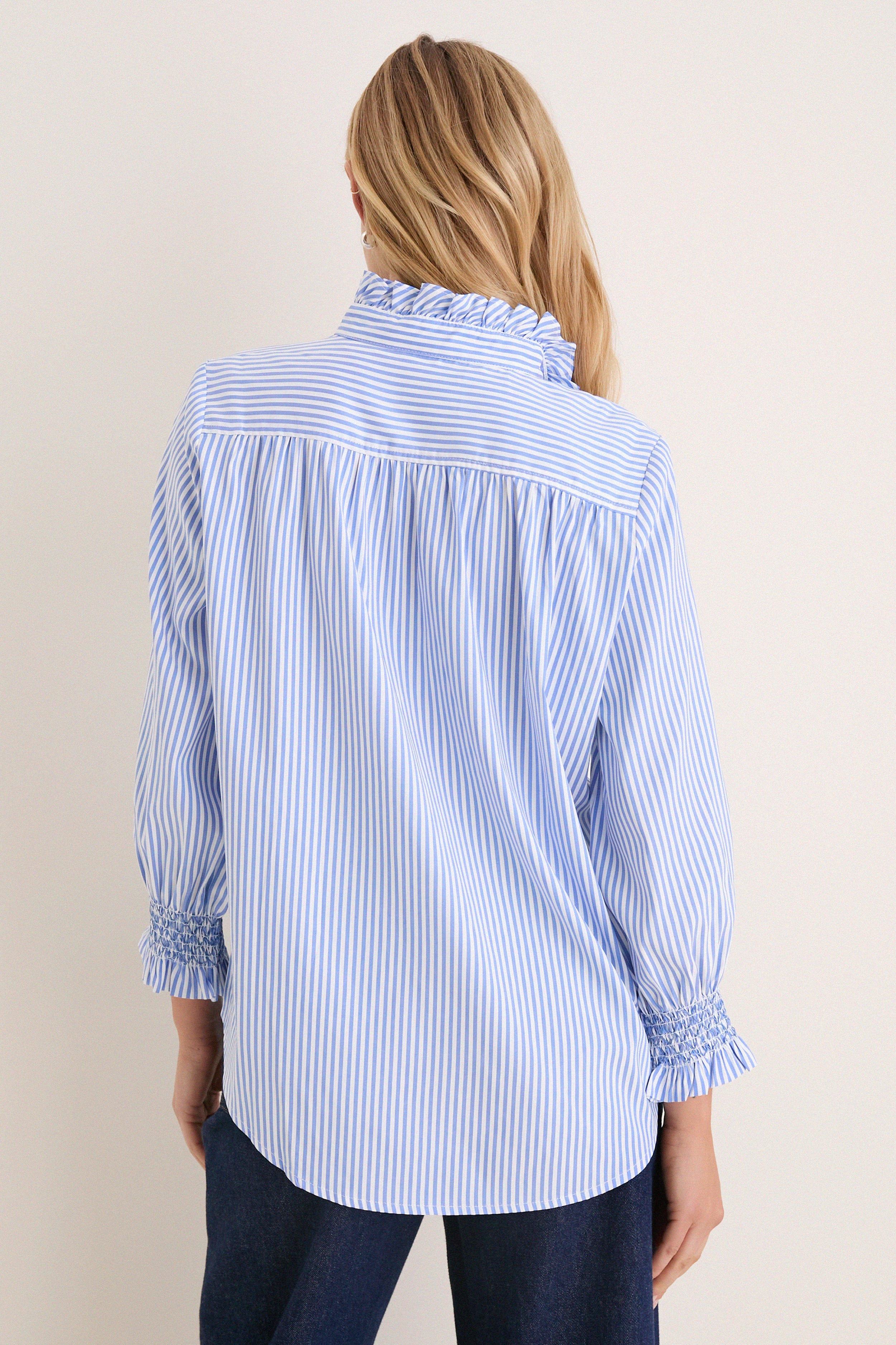 Blue and White Stripe Teagan Popover Top - Image 4