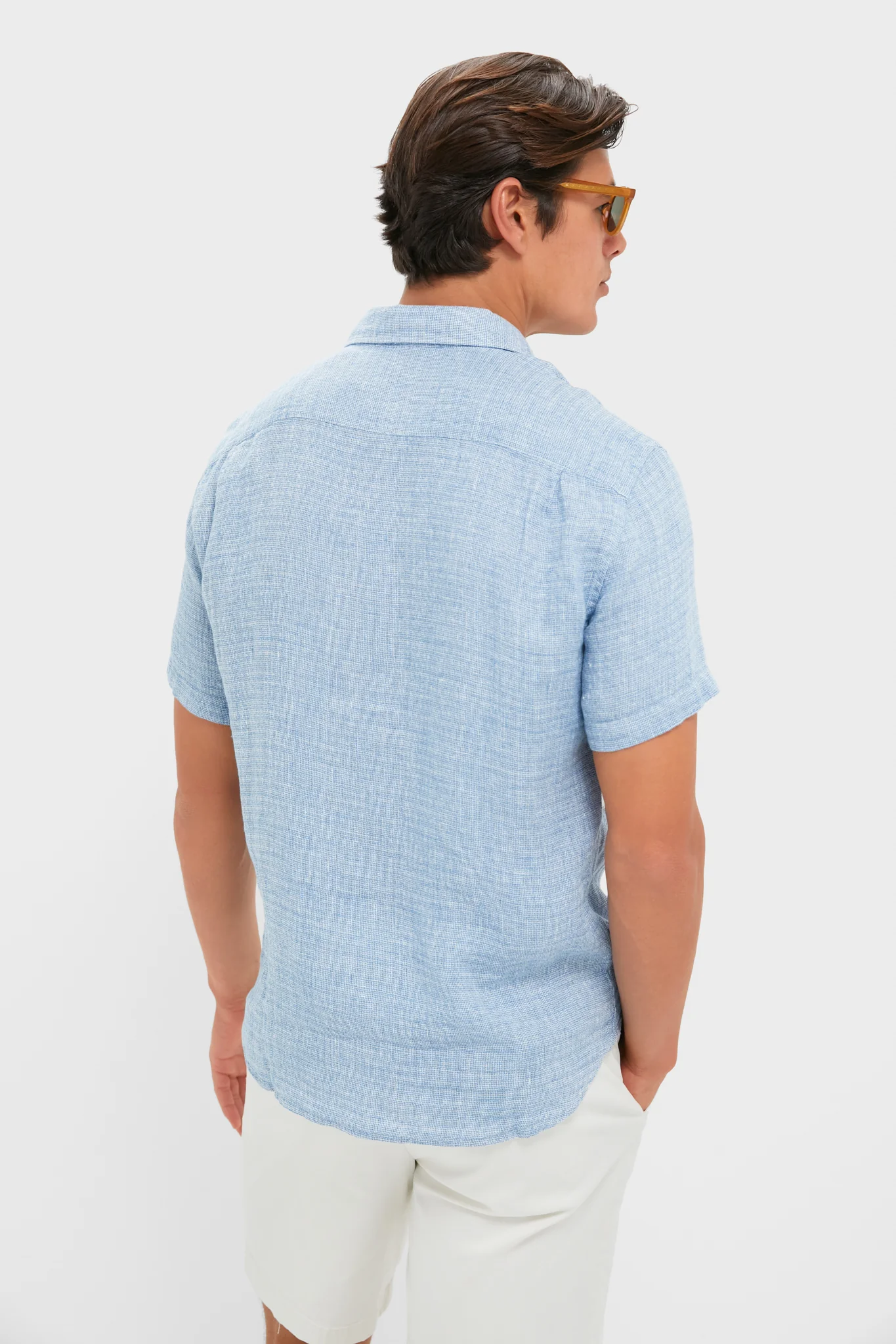 Blue Basketweave Palma Linen Shirt - Image 5