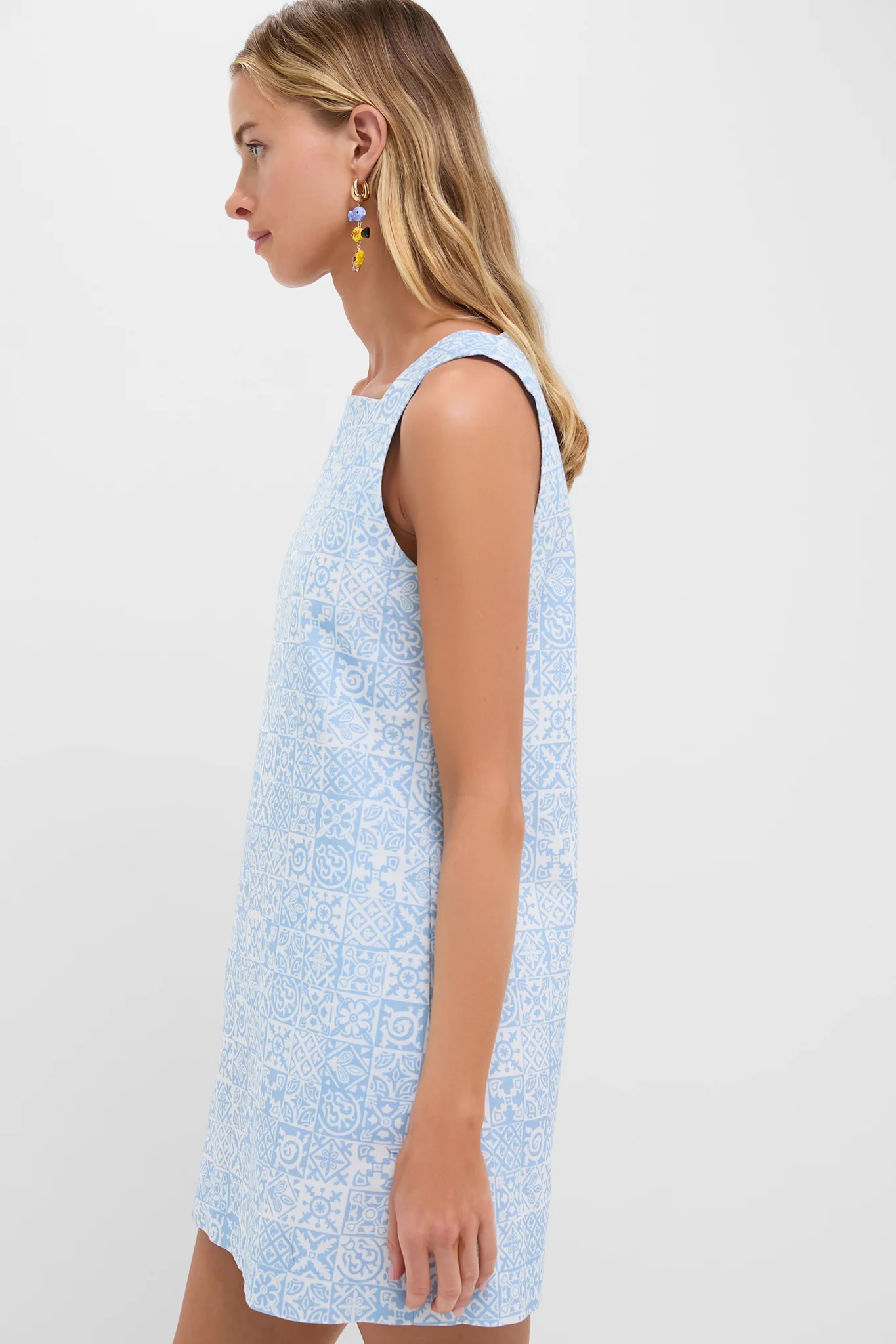 Blue Checkerboard Classic Mini Shift Dress - Image 3