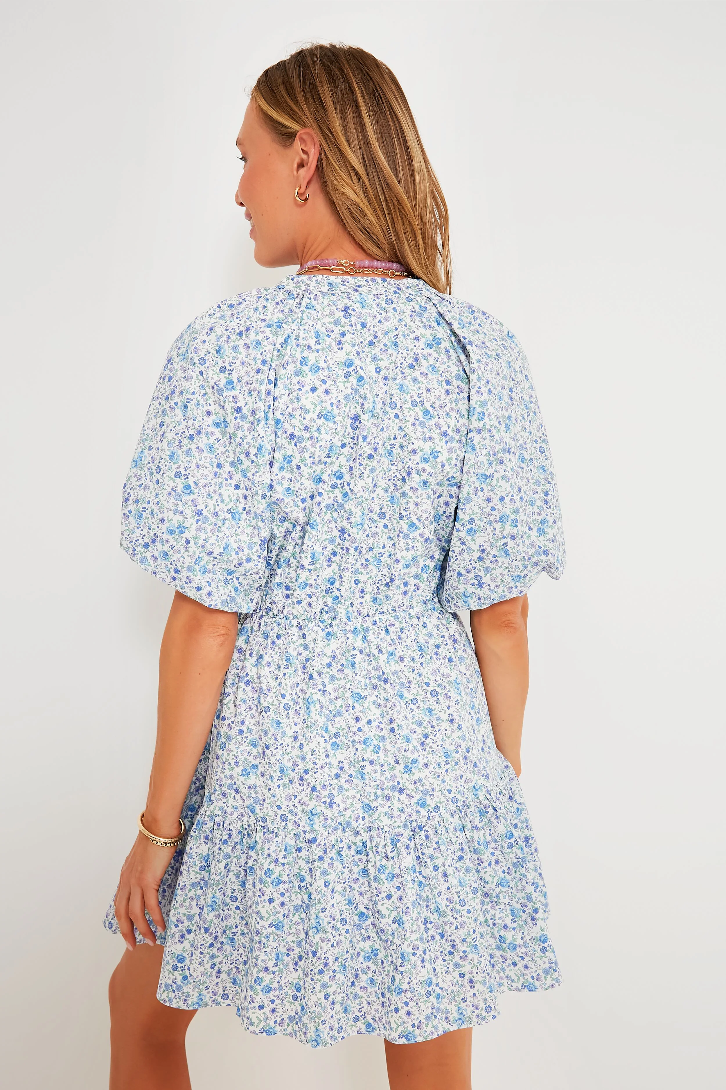 Blue Ditsy Floral Loren Mini Dress - Image 4