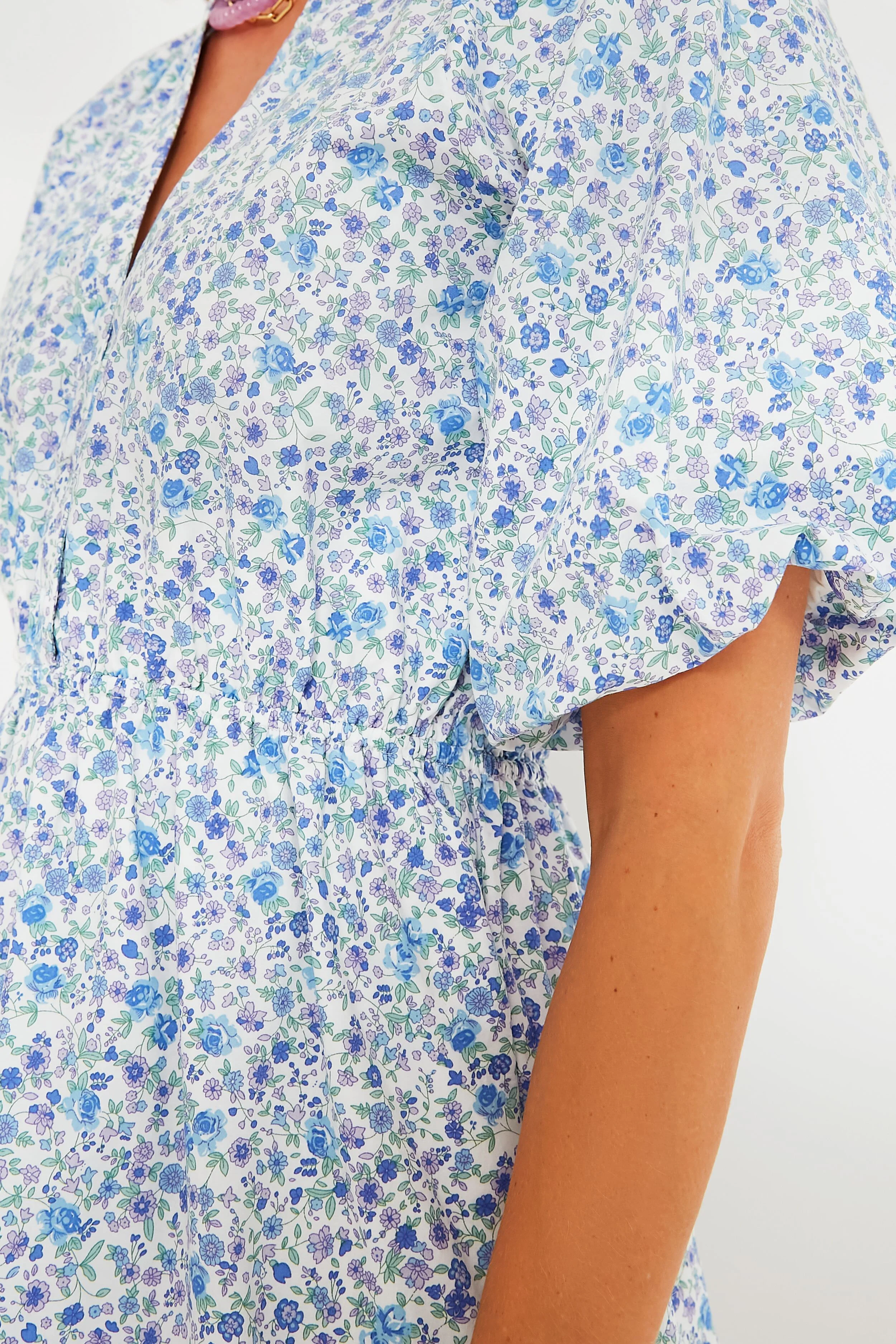 Blue Ditsy Floral Loren Mini Dress - Image 5