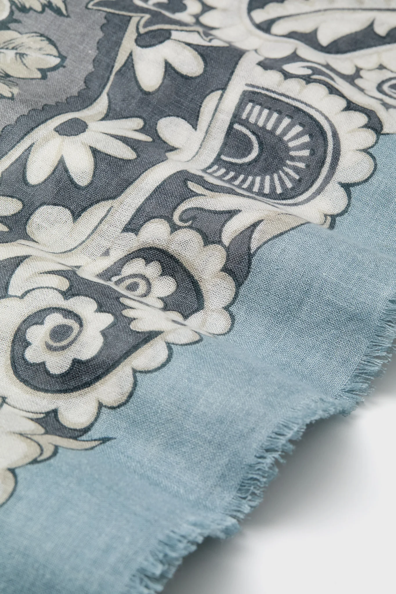 Blue Filigree Silk Cashmere Blend Large Scarf - Image 5