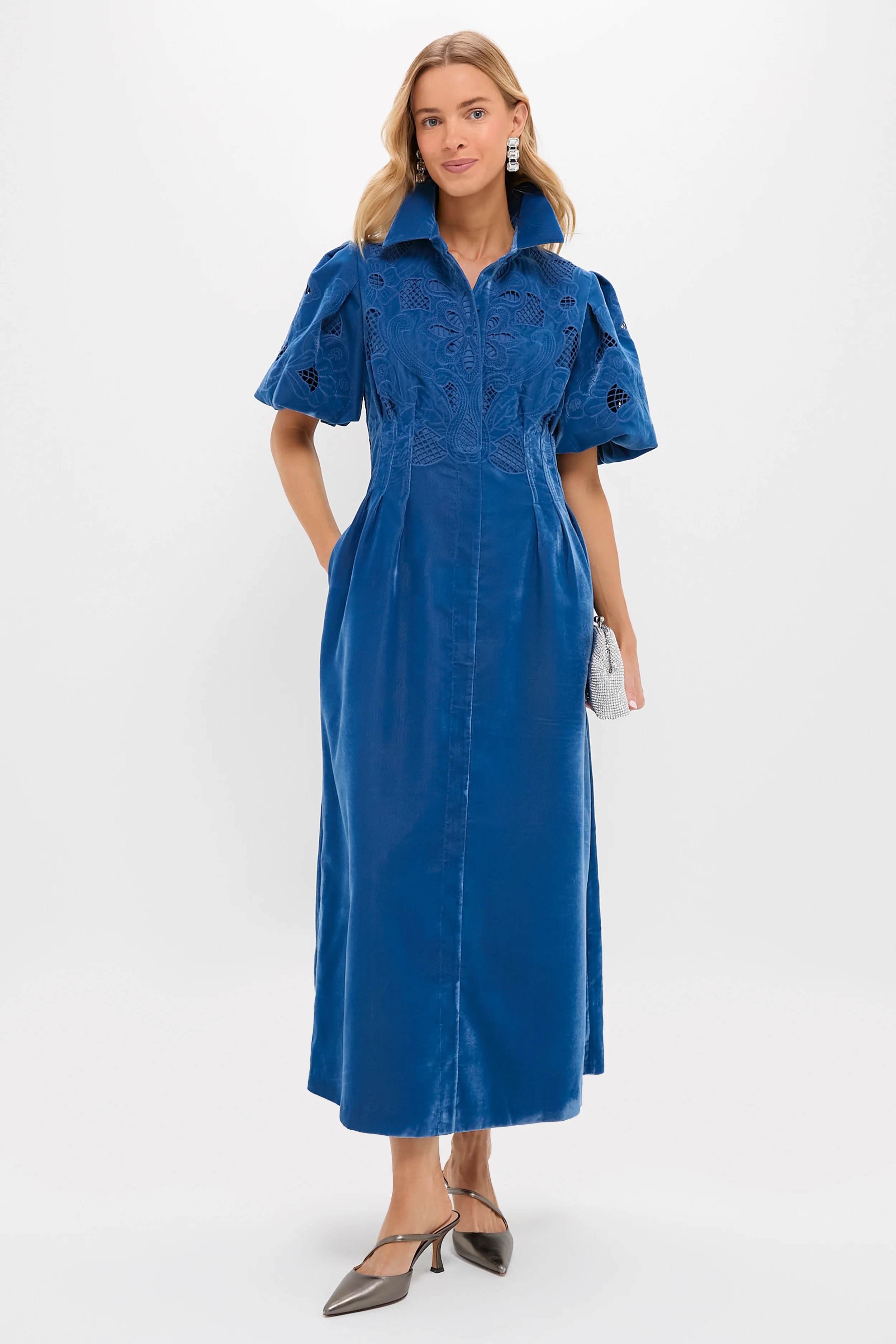 Blue Fog Velvet Lace Delaney Dress - Image 3