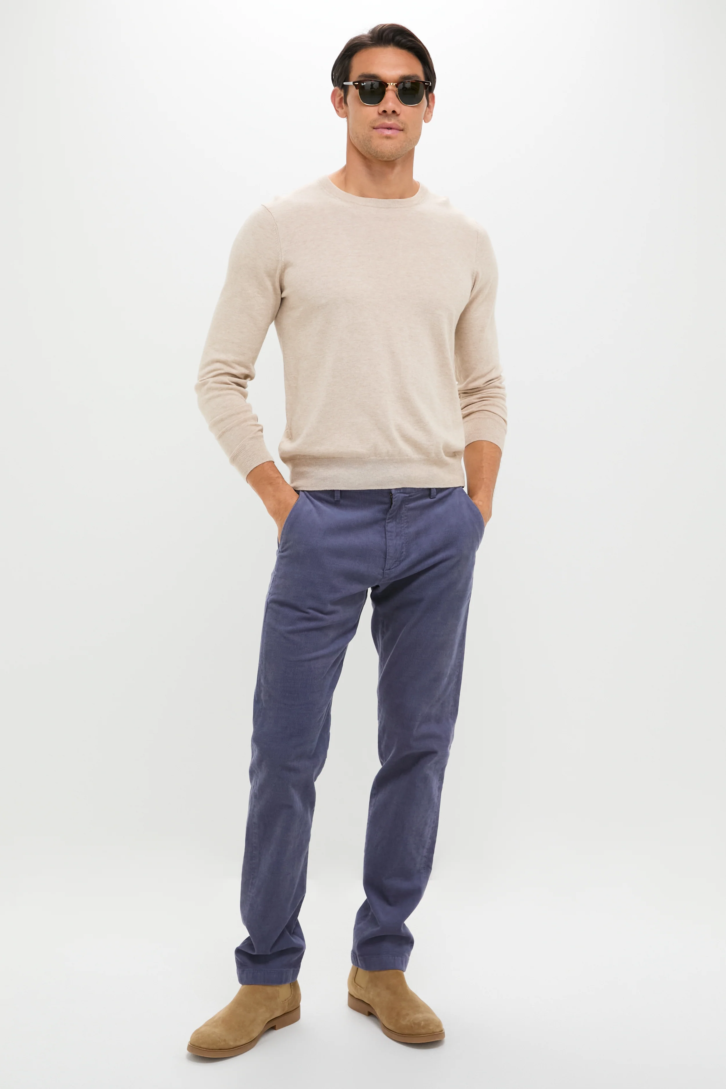 Blue Haze Superior Soft Corduroy Flat Front Trouser - Image 2