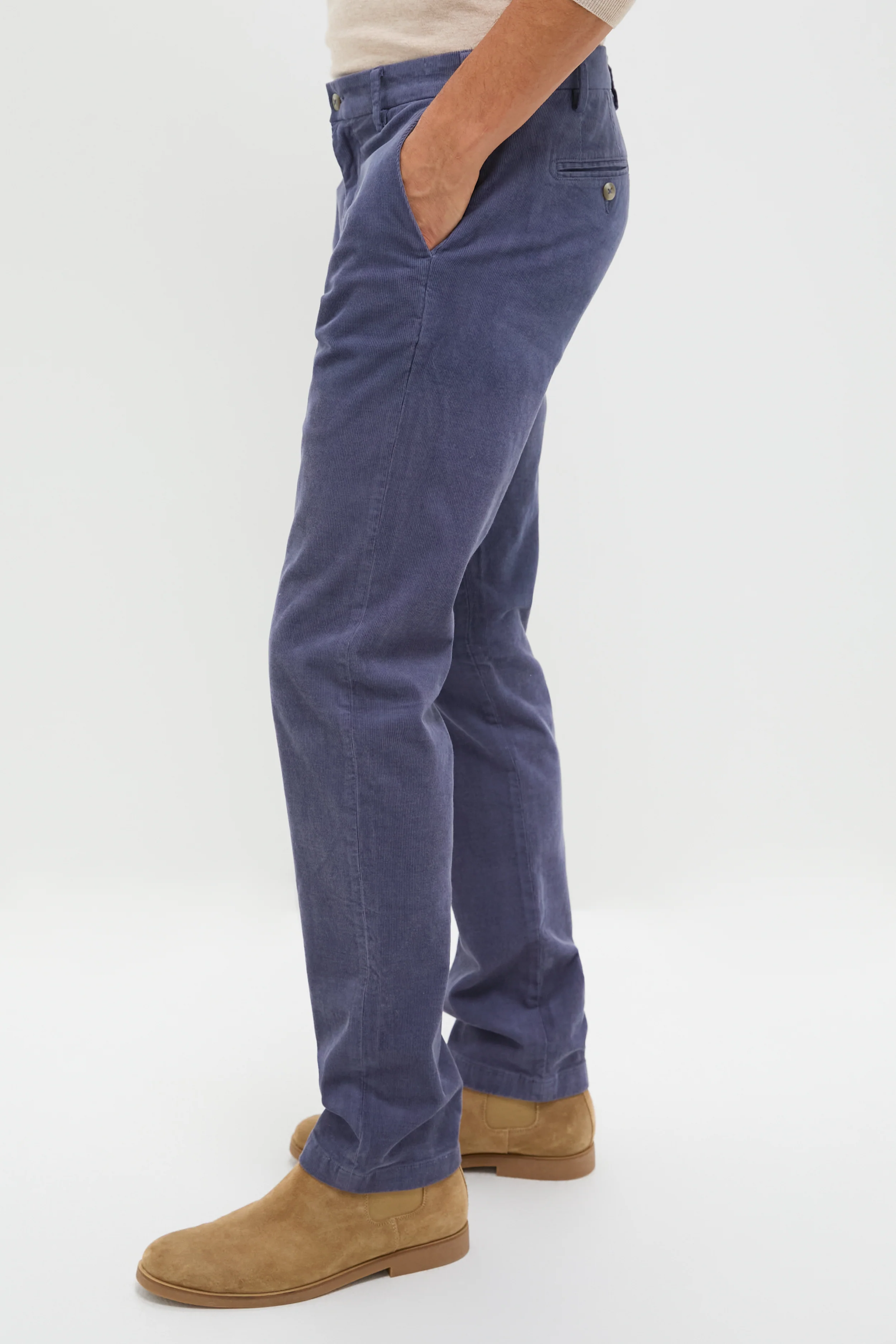 Blue Haze Superior Soft Corduroy Flat Front Trouser - Image 3