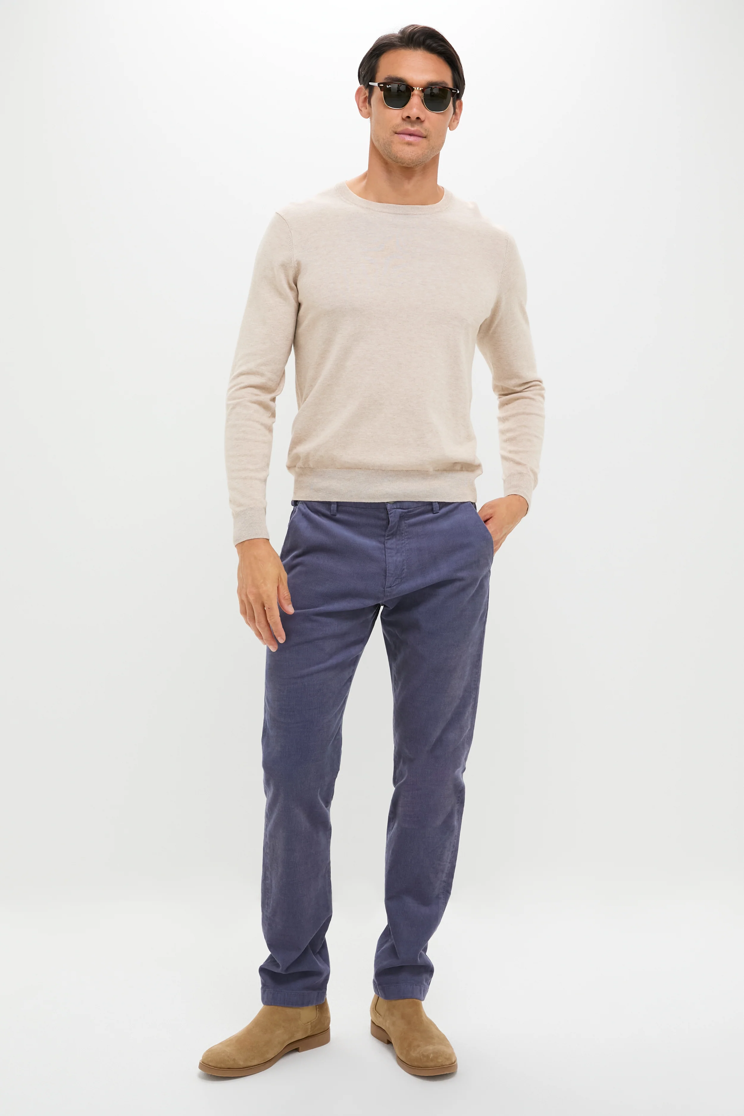 Blue Haze Superior Soft Corduroy Flat Front Trouser - Image 5