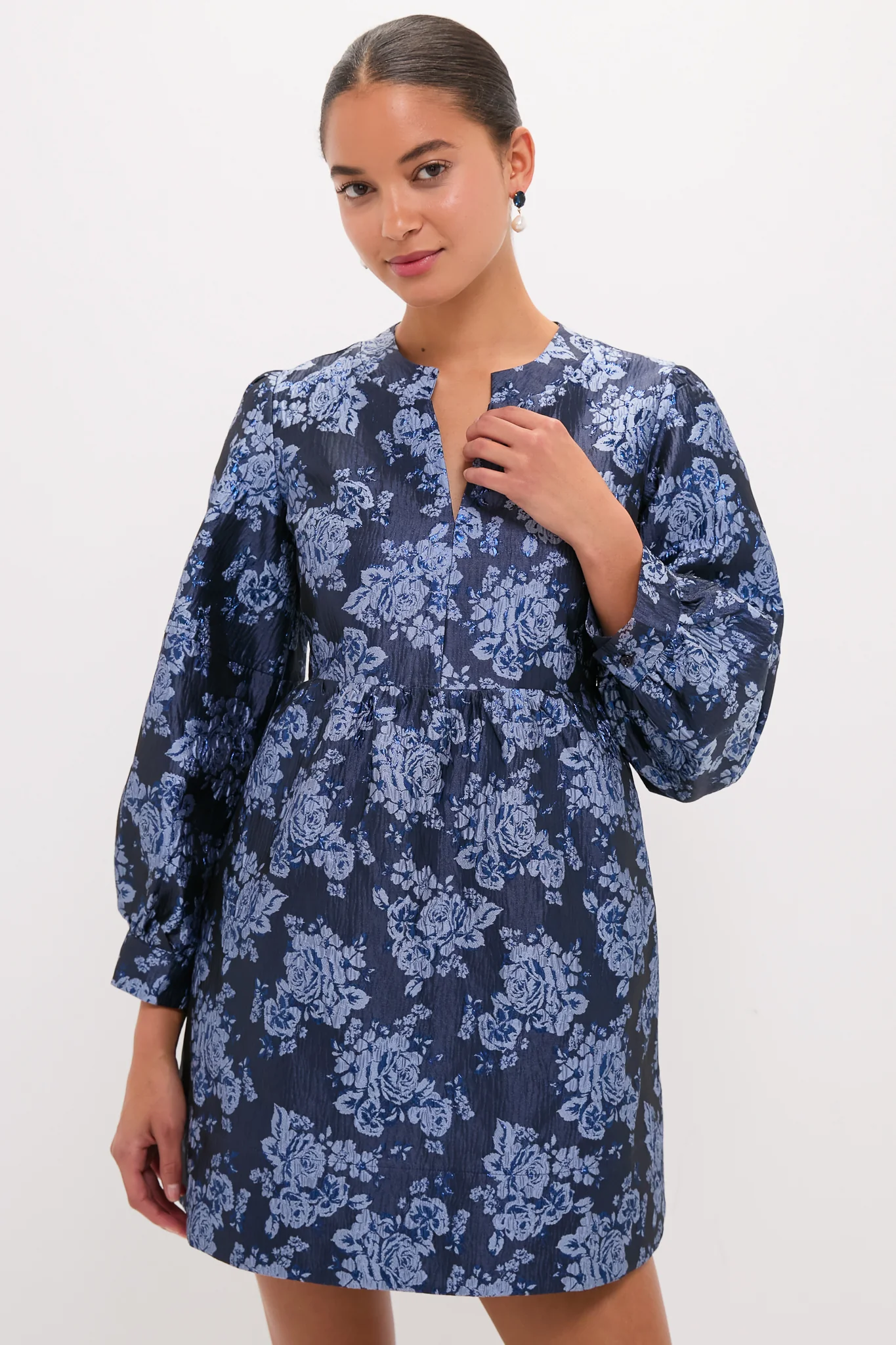 Blue Jacquard Cressida Mini Dress