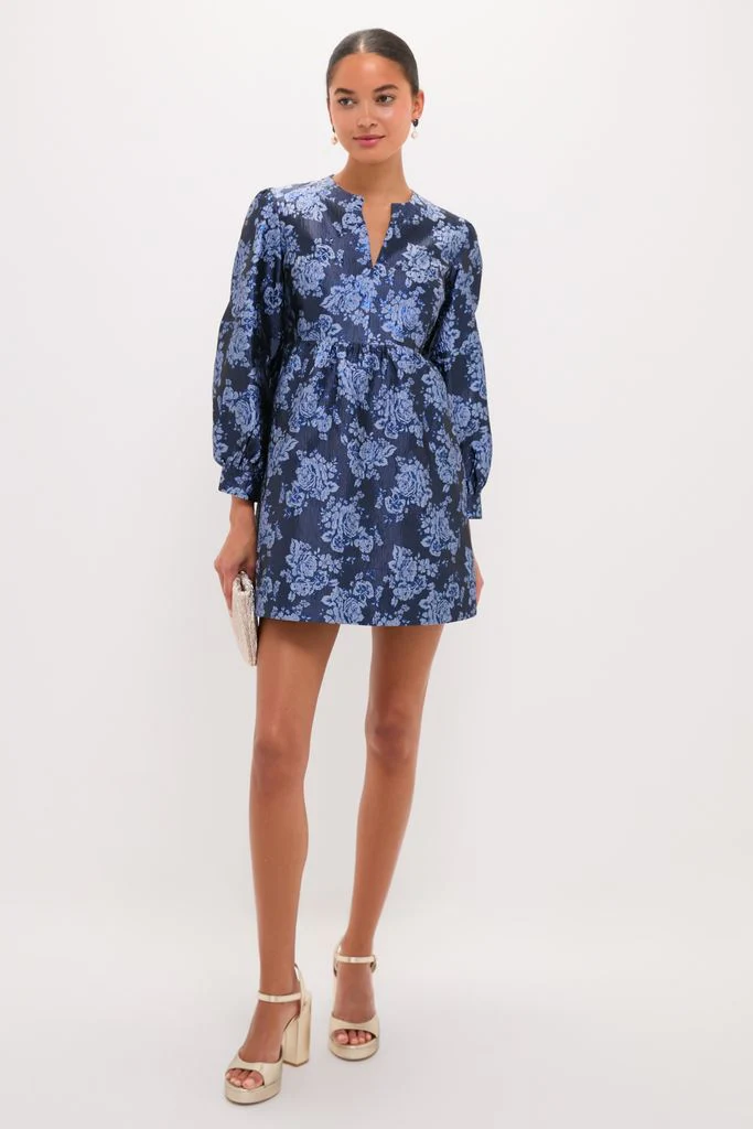 Blue Jacquard Cressida Mini Dress - Image 2