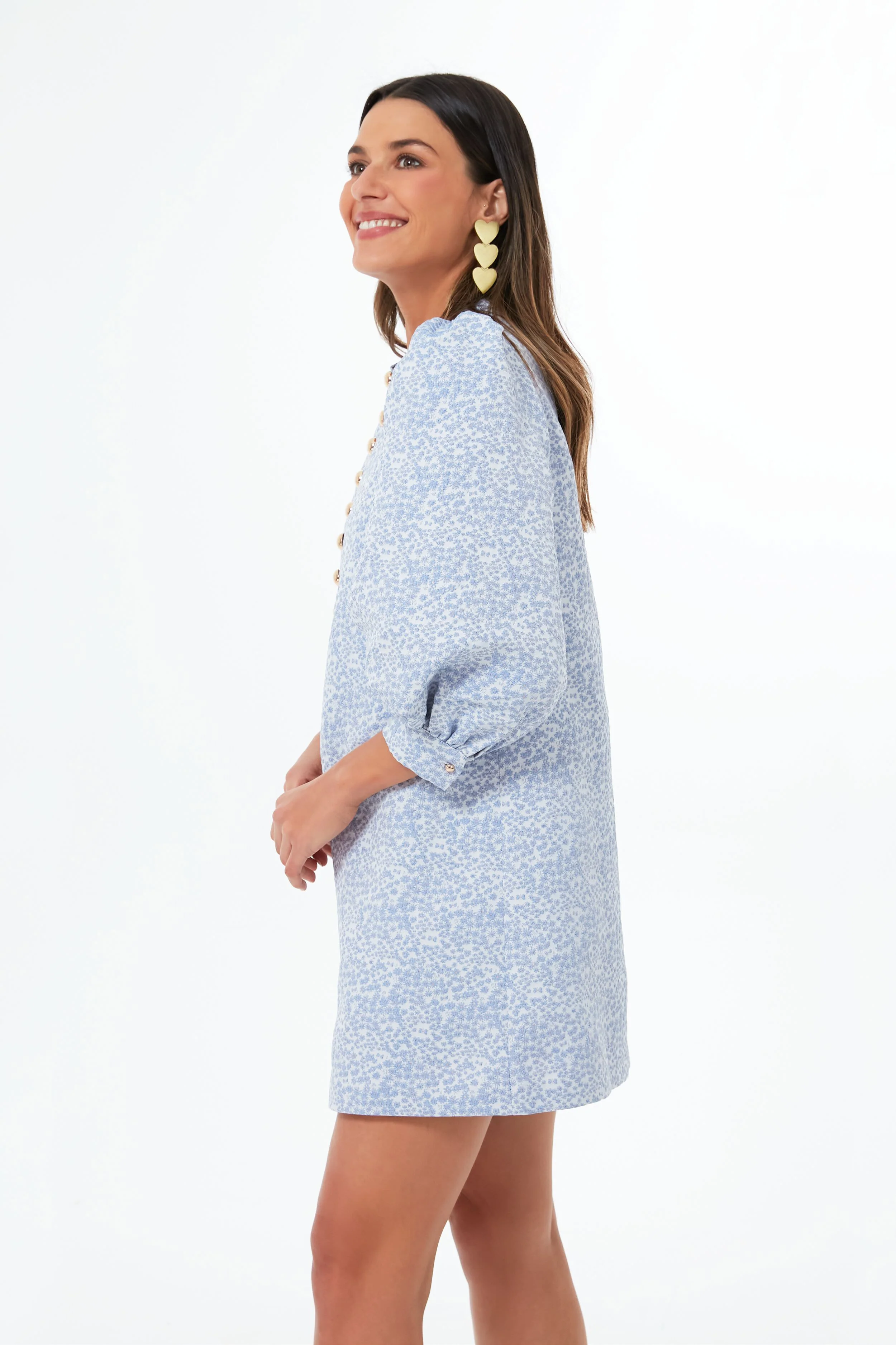 Blue Jacquard Samantha Mini Dress - Image 3