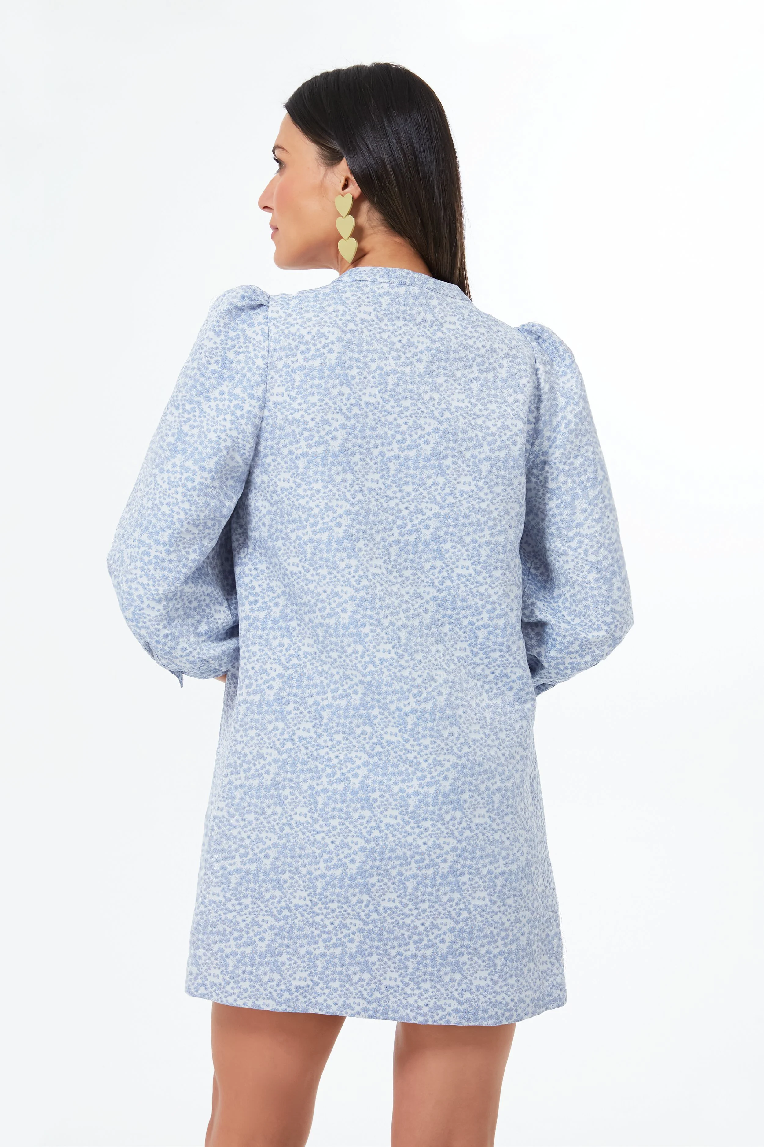 Blue Jacquard Samantha Mini Dress - Image 4