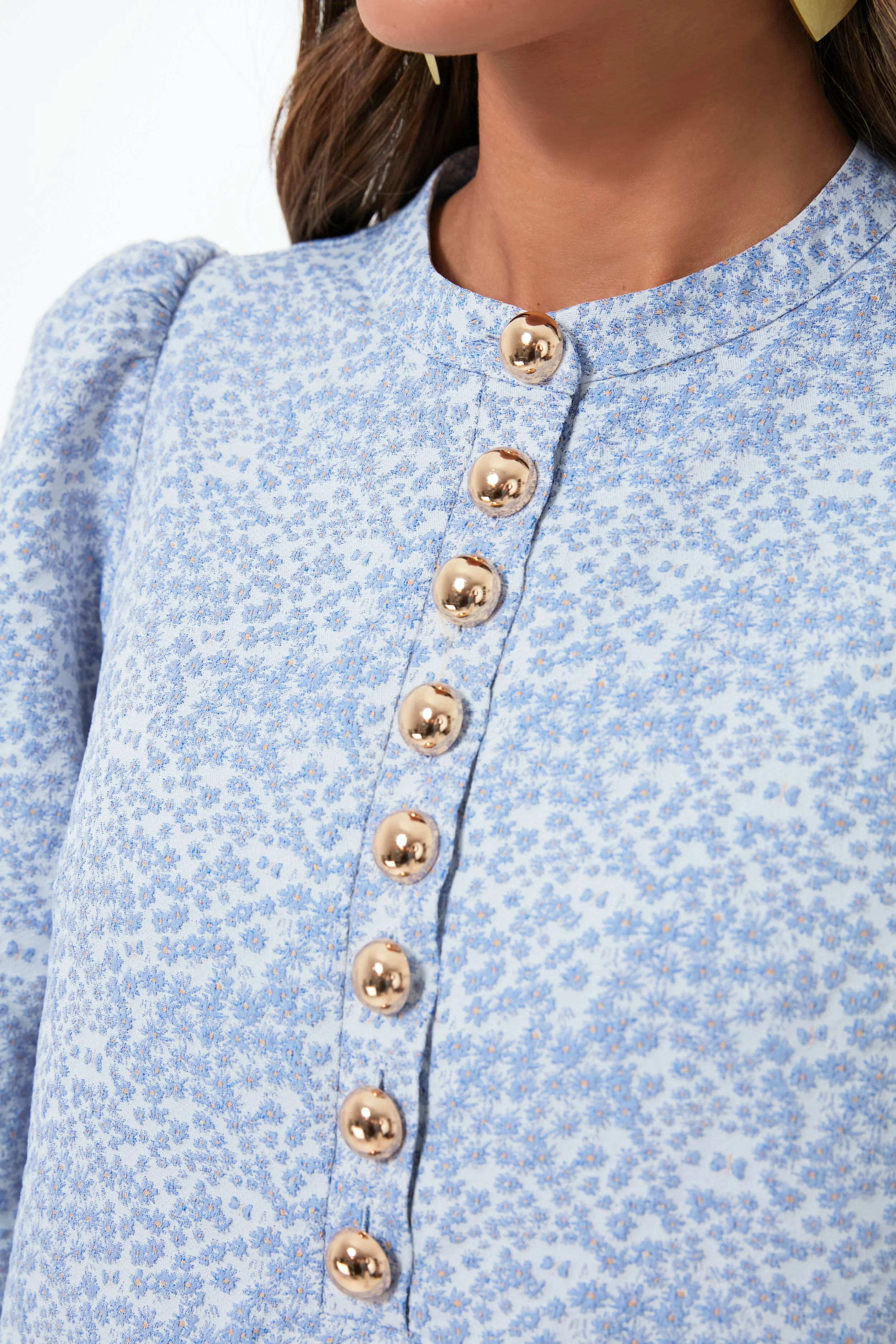 Blue Jacquard Samantha Mini Dress - Image 5
