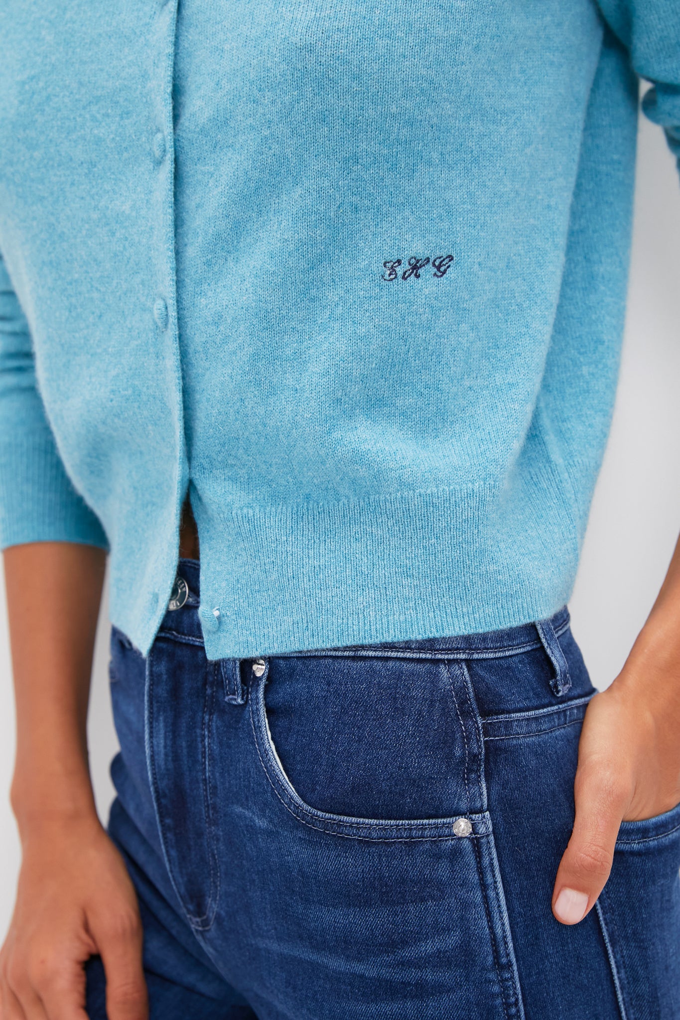 Blue Mist Cashmere Riley Cardigan - Image 5
