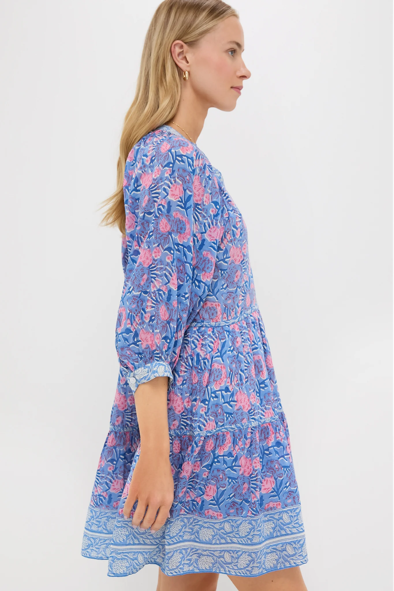 Blue Pink Printed Clara Mini Dress - Image 3