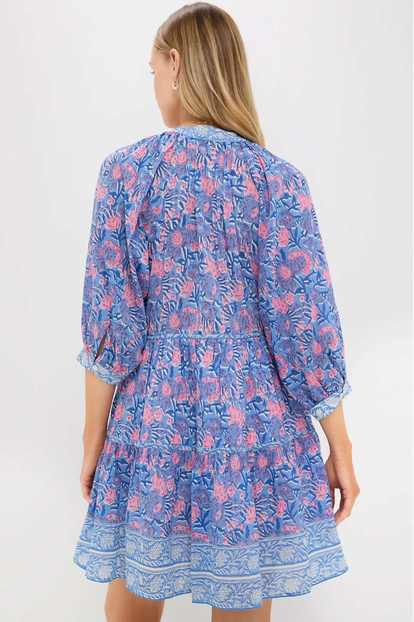 Blue Pink Printed Clara Mini Dress - Image 4