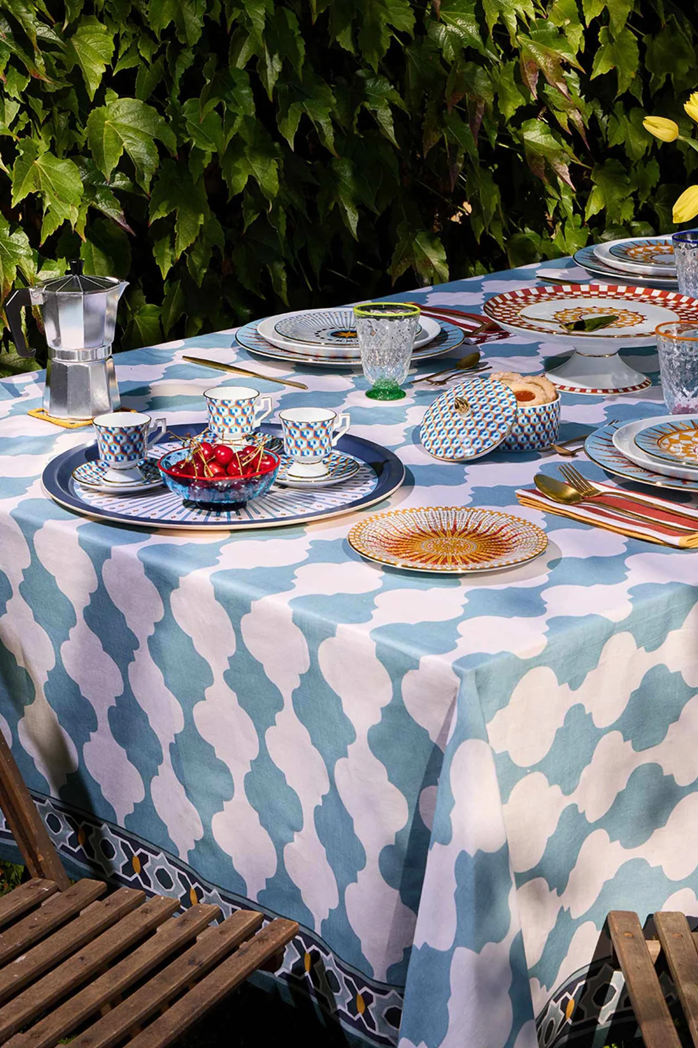 Blue Plaza Large Tablecloth (180x350) - Image 2