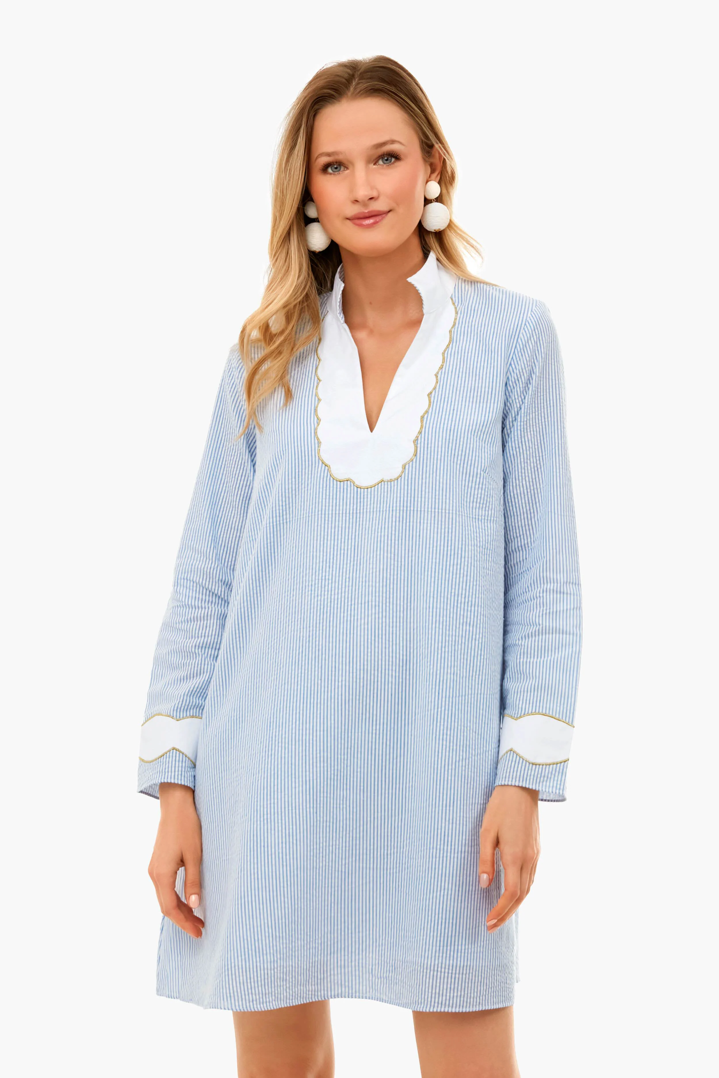 Blue Seersucker Gail Dress - Image 2