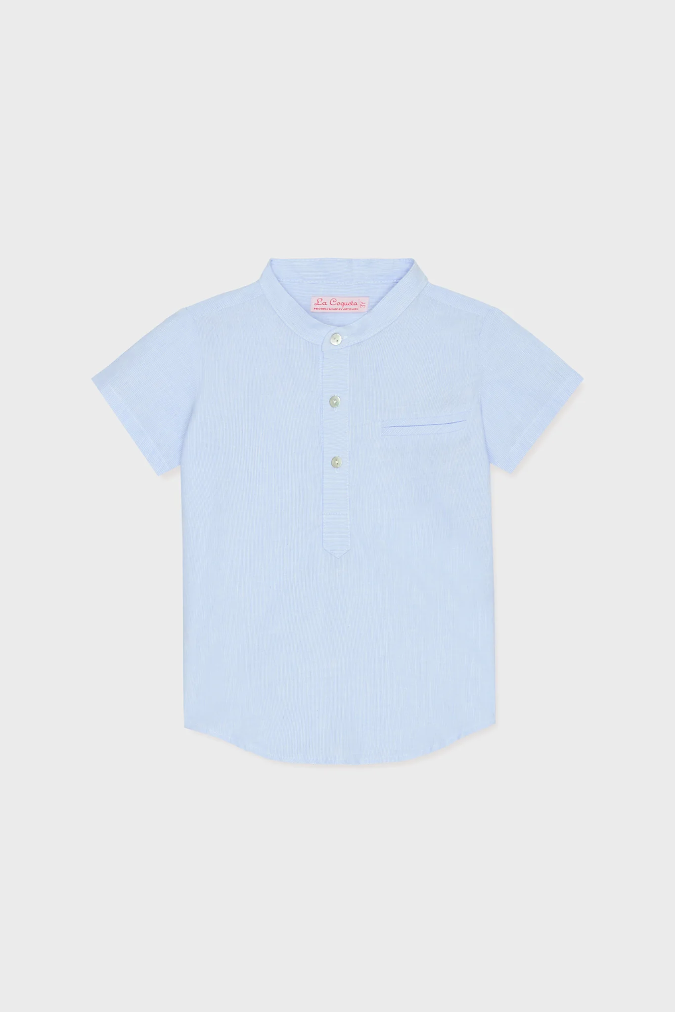 Blue Stripe Arcos Linen Mix Short Sleeve Shirt