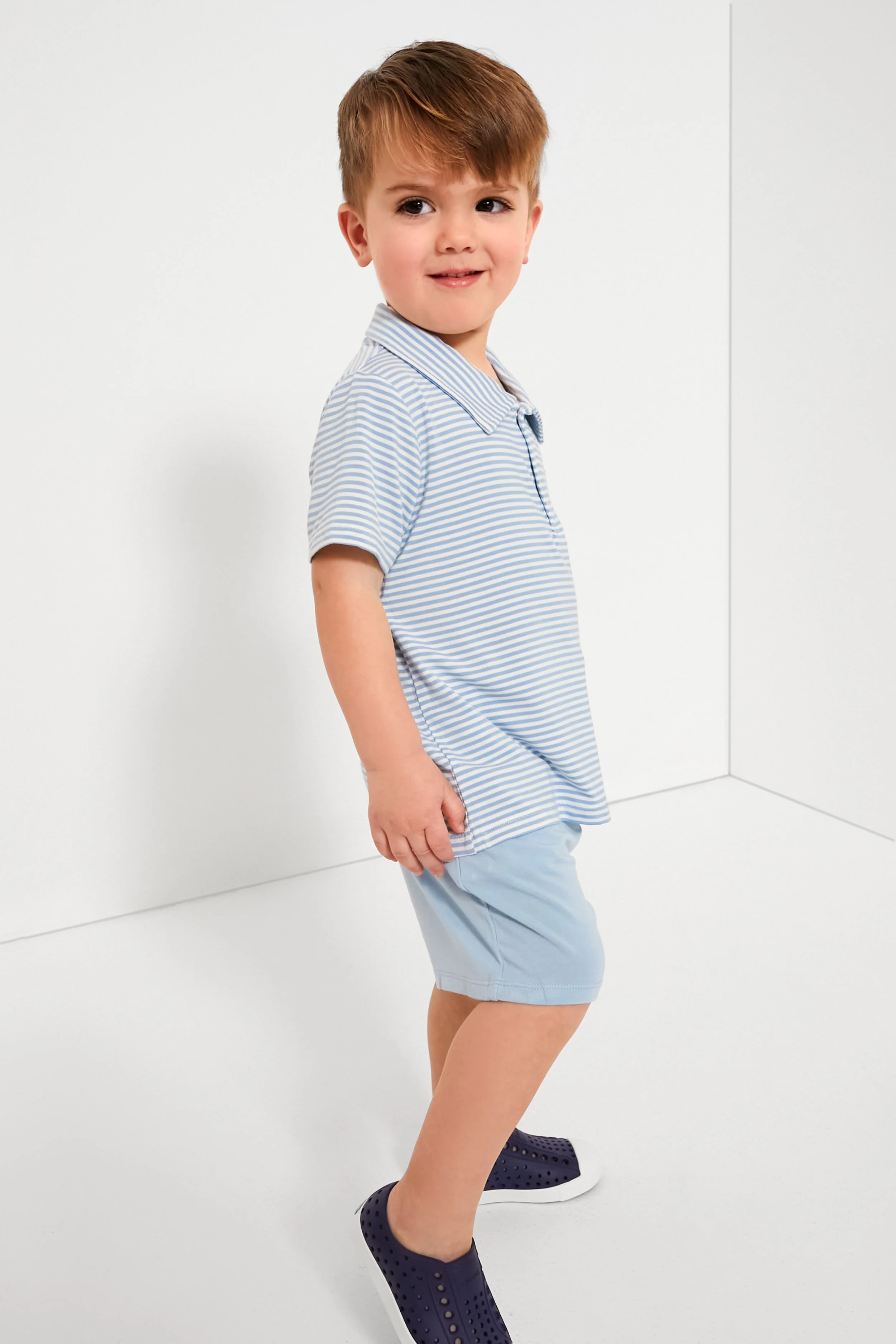 Blue Stripe Golf Polo Shirt and Short Set - Image 2