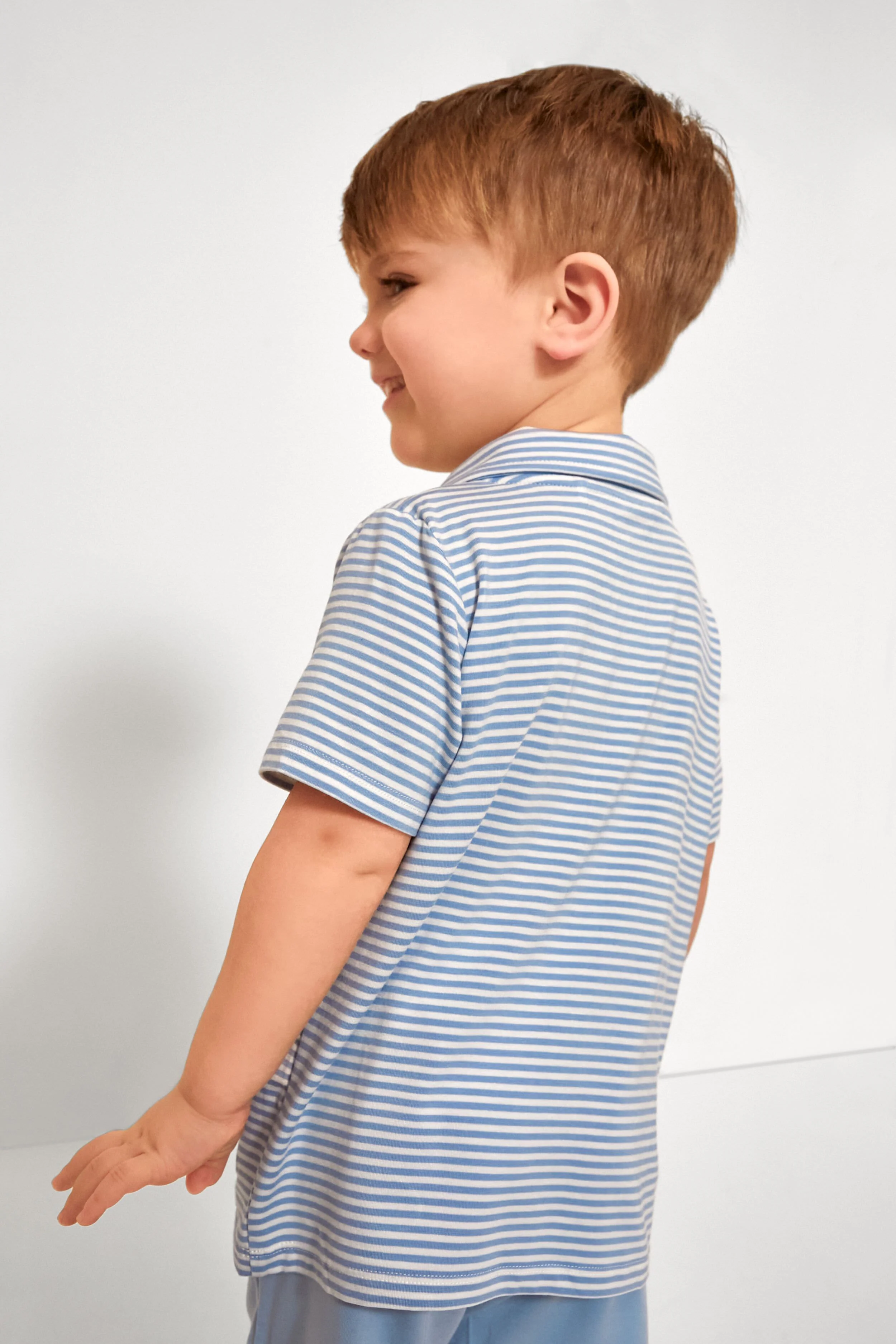 Blue Stripe Golf Polo Shirt and Short Set - Image 3