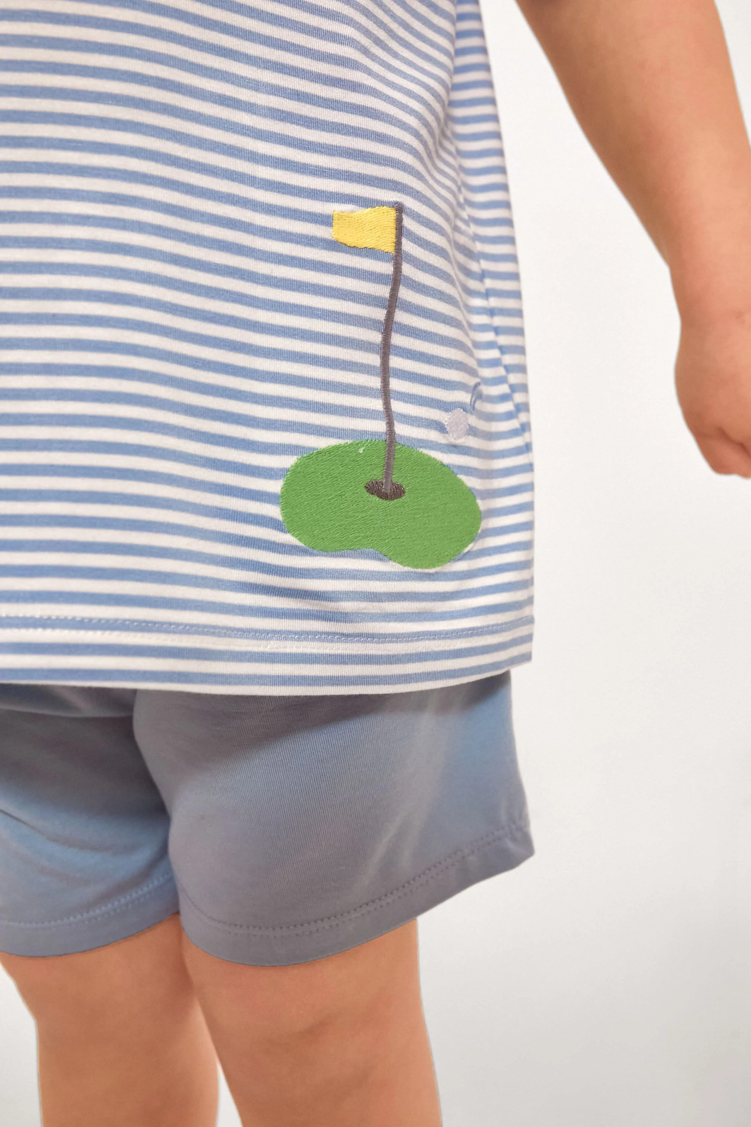 Blue Stripe Golf Polo Shirt and Short Set - Image 4