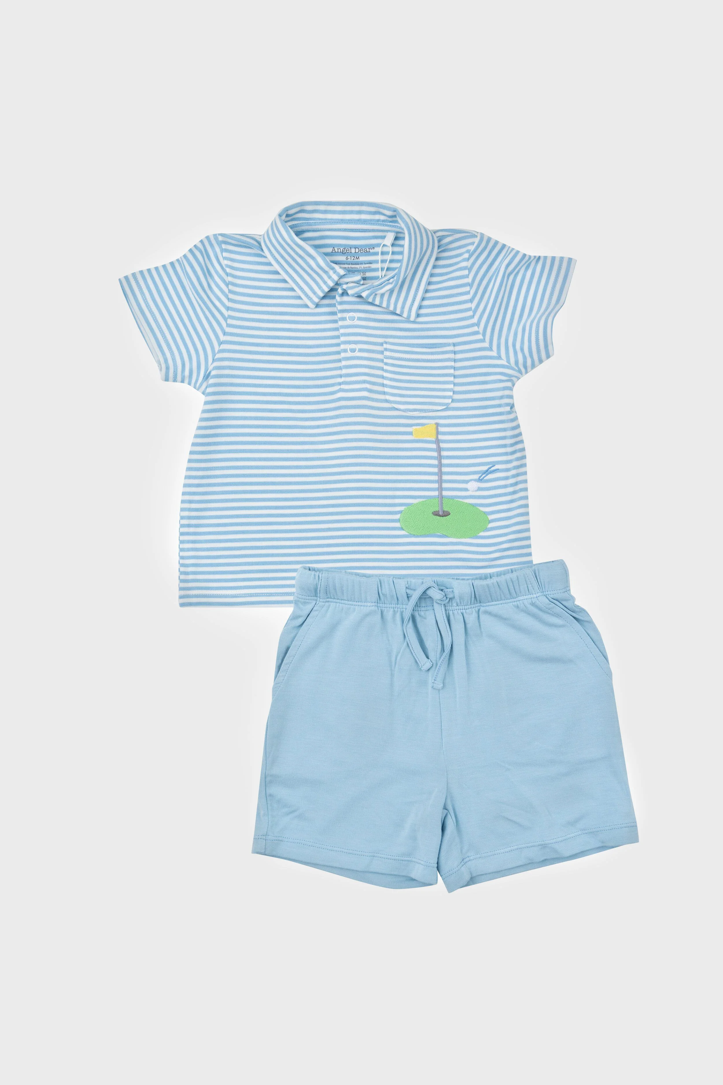 Blue Stripe Golf Polo Shirt and Short Set - Image 5