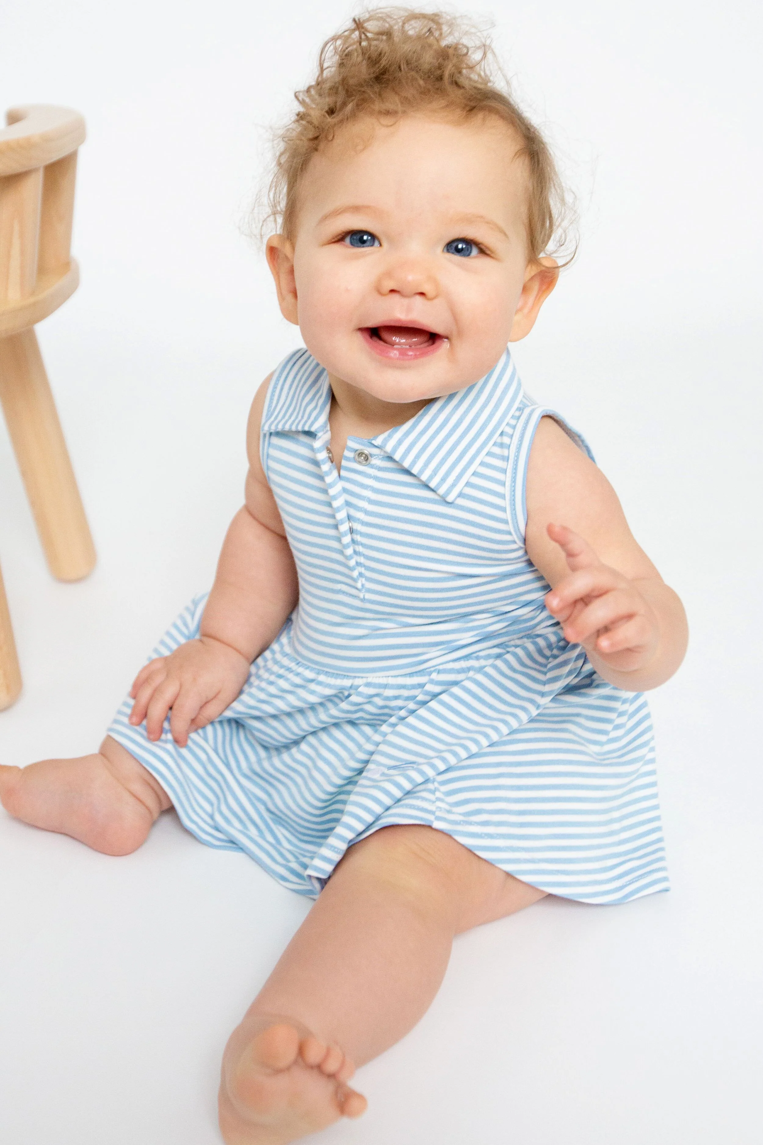 Blue Stripe Golf Tank Bodysuit Dress - Image 2