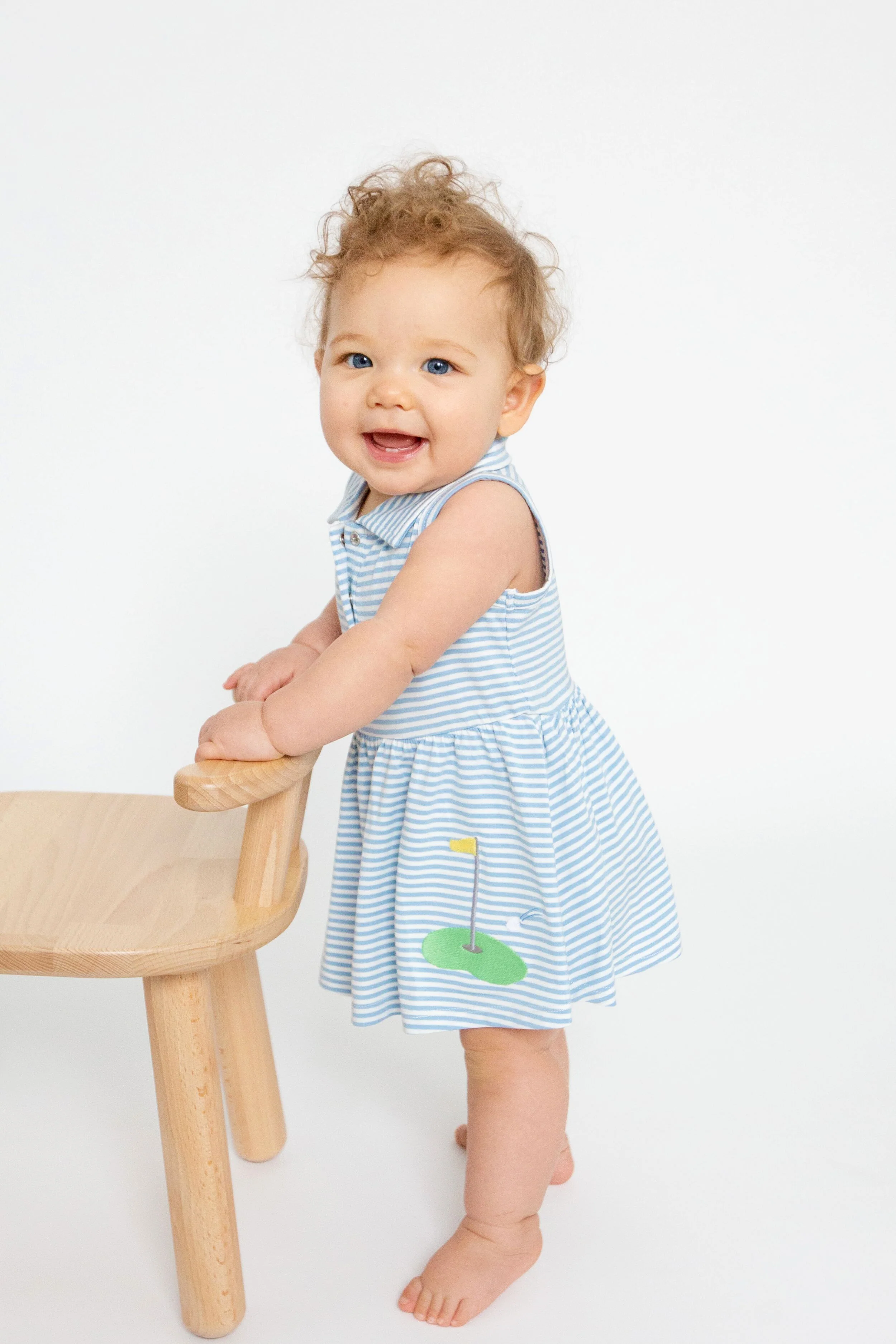 Blue Stripe Golf Tank Bodysuit Dress - Image 3