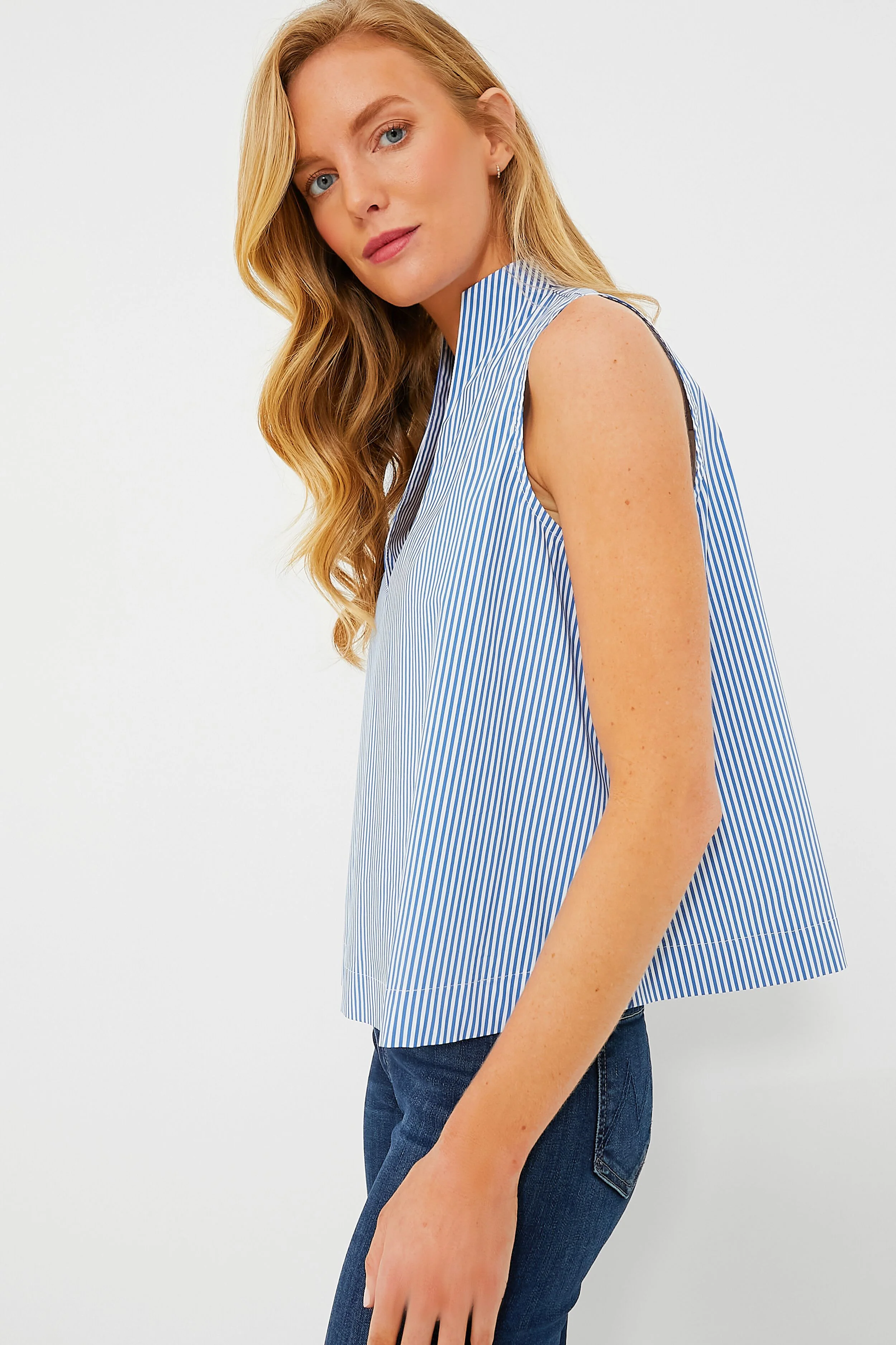 Blue Stripe Sleeveless Celeste Top - Image 4