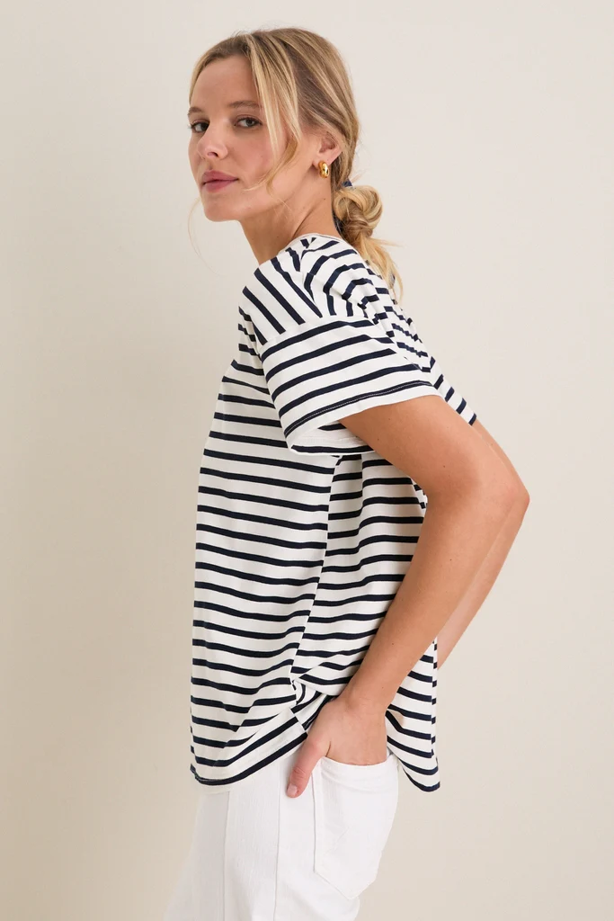 Blue Striped Presley Boyfriend Tee - Image 3
