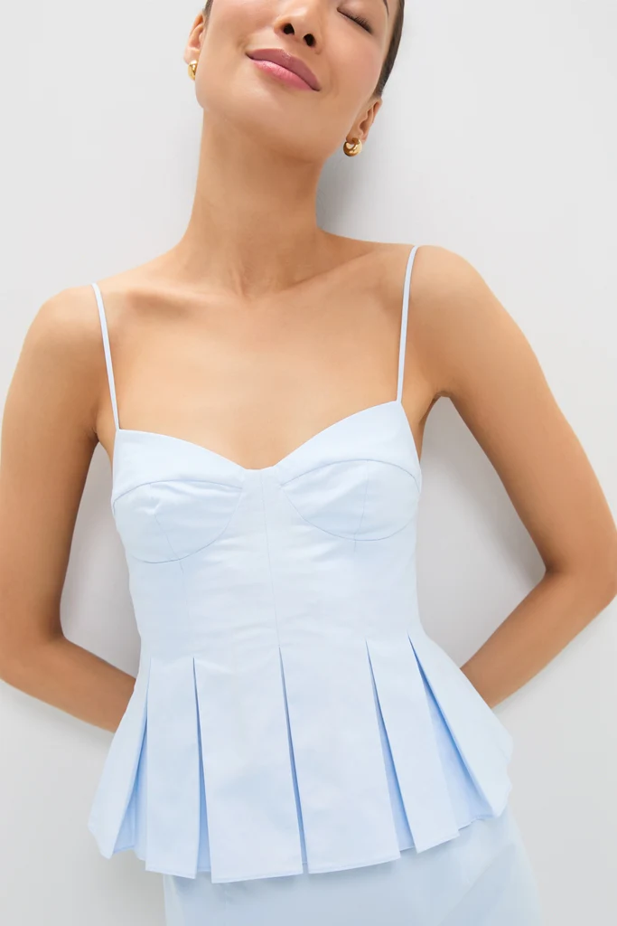 Blue Tint Iris Pleat Top - Image 5